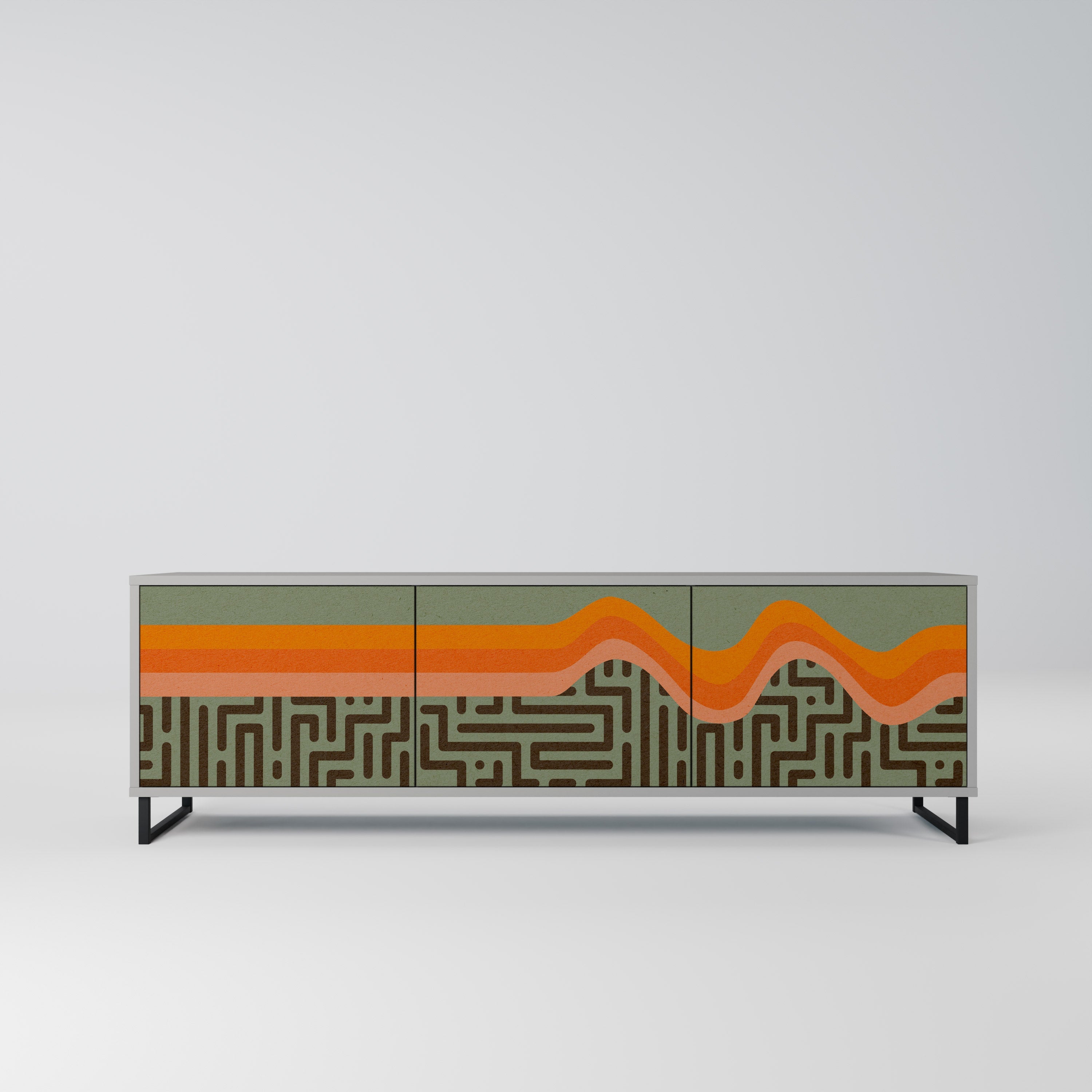 Meuble TV 3 portes SIMPLE SOLUTIONS, finition grise