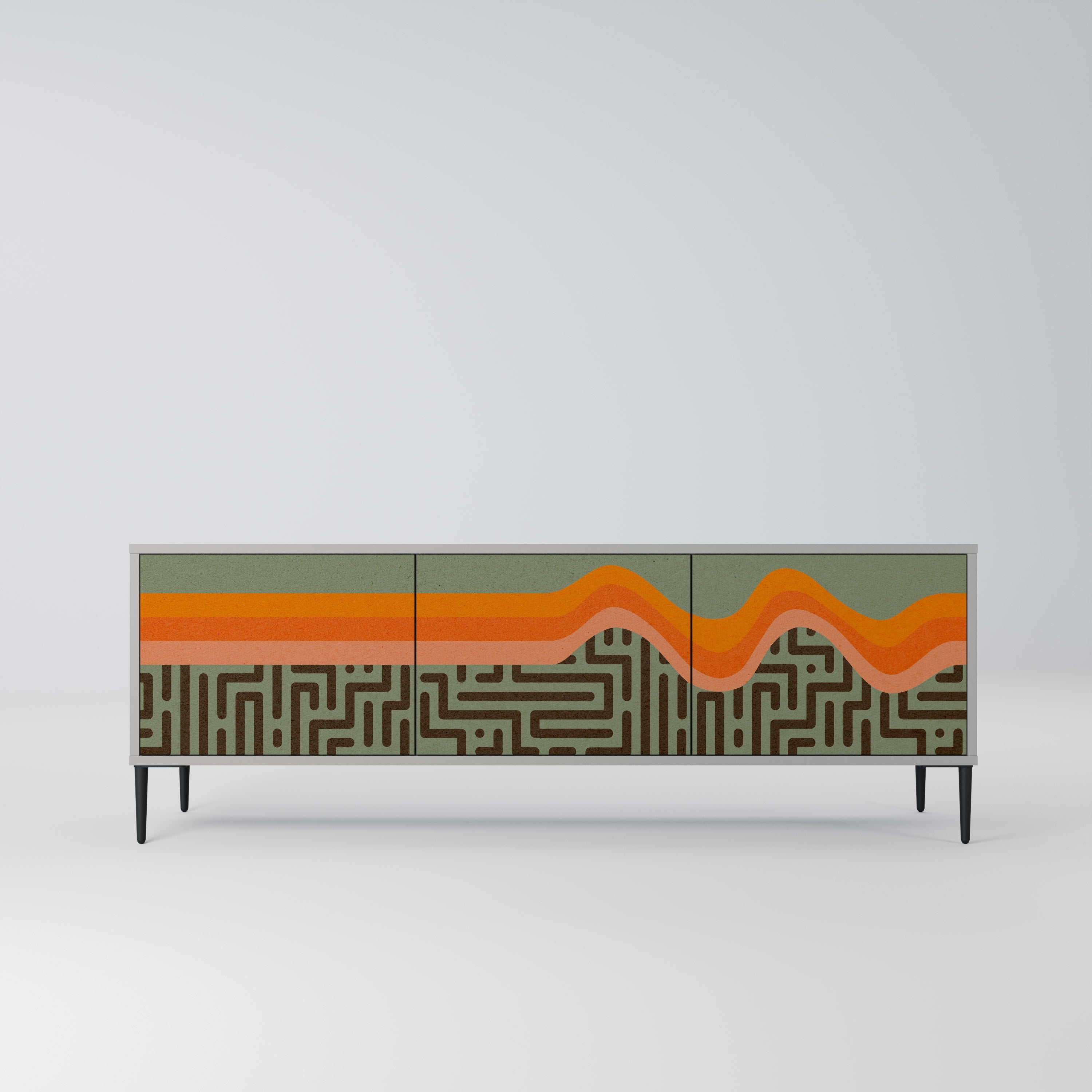 Meuble TV 3 portes SIMPLE SOLUTIONS, finition grise