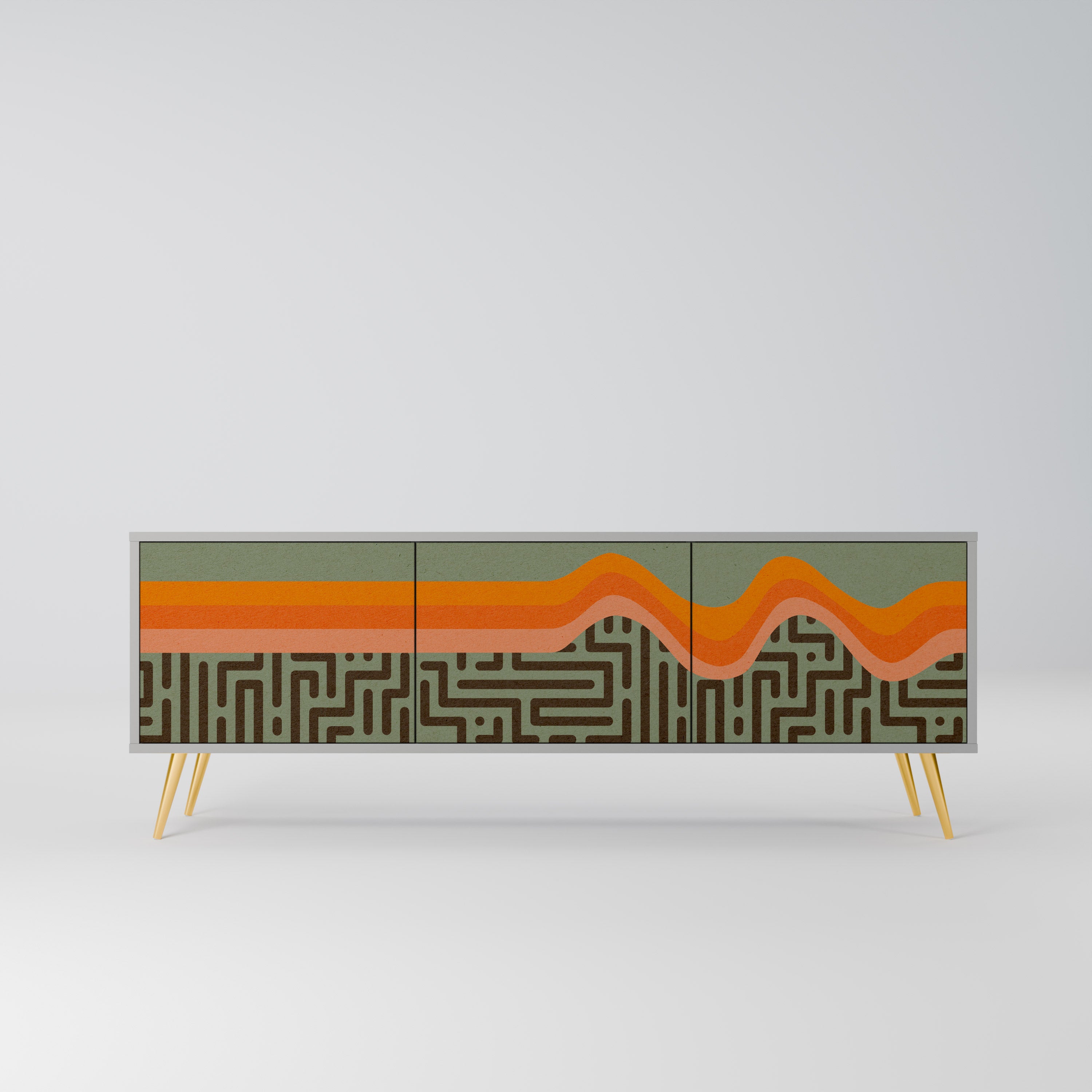 Meuble TV 3 portes SIMPLE SOLUTIONS, finition grise