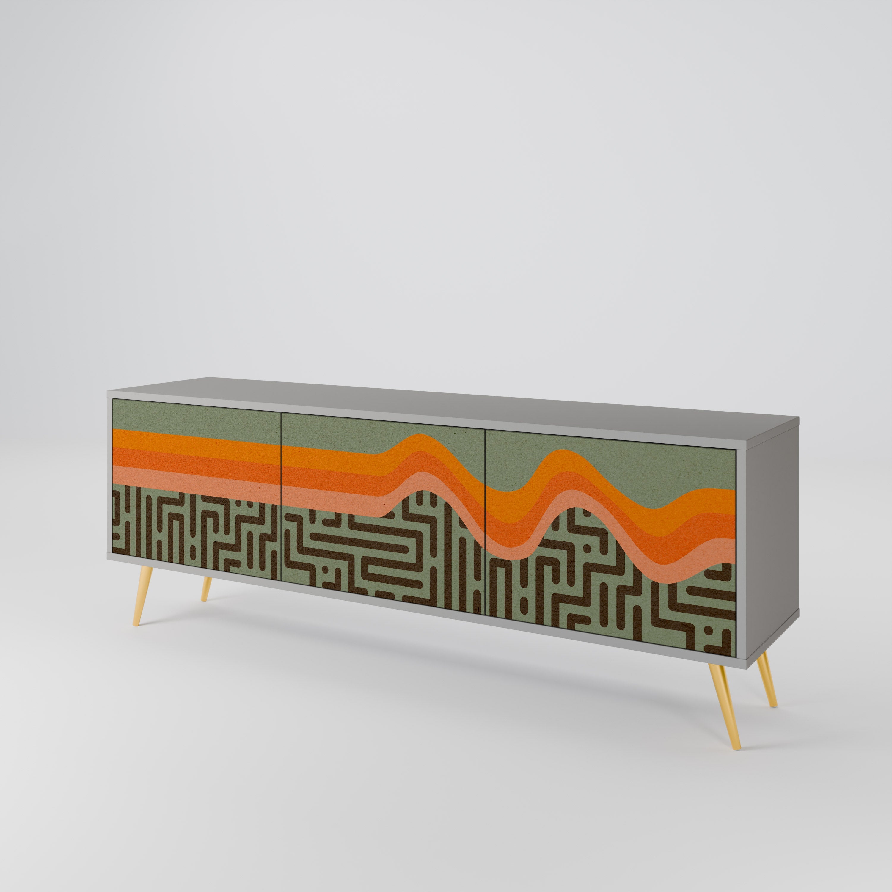 Meuble TV 3 portes SIMPLE SOLUTIONS, finition grise