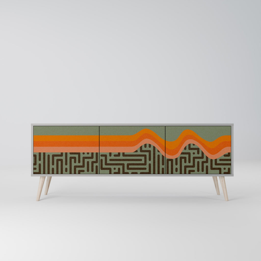 Meuble TV 3 portes SIMPLE SOLUTIONS, finition grise