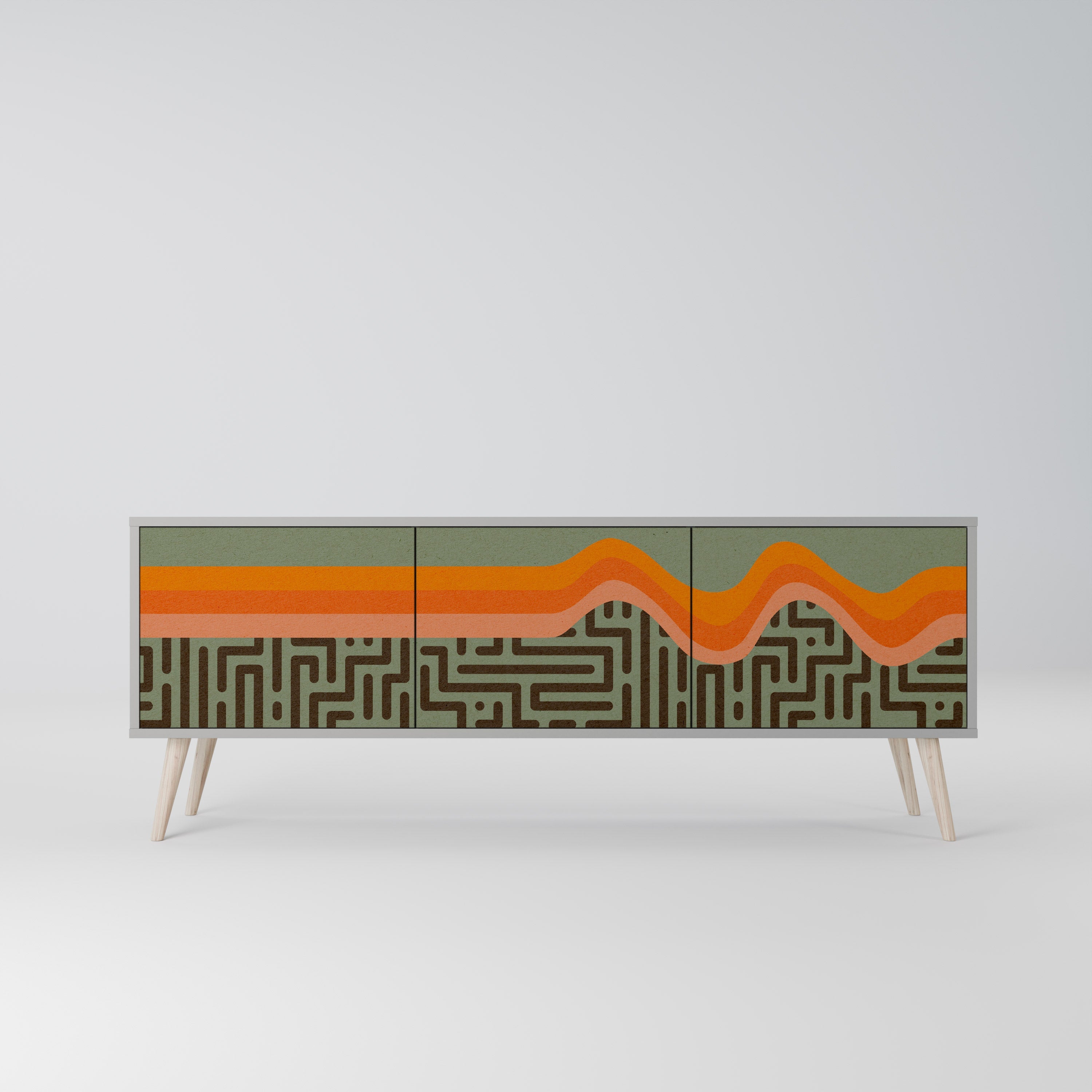 Meuble TV 3 portes SIMPLE SOLUTIONS, finition grise