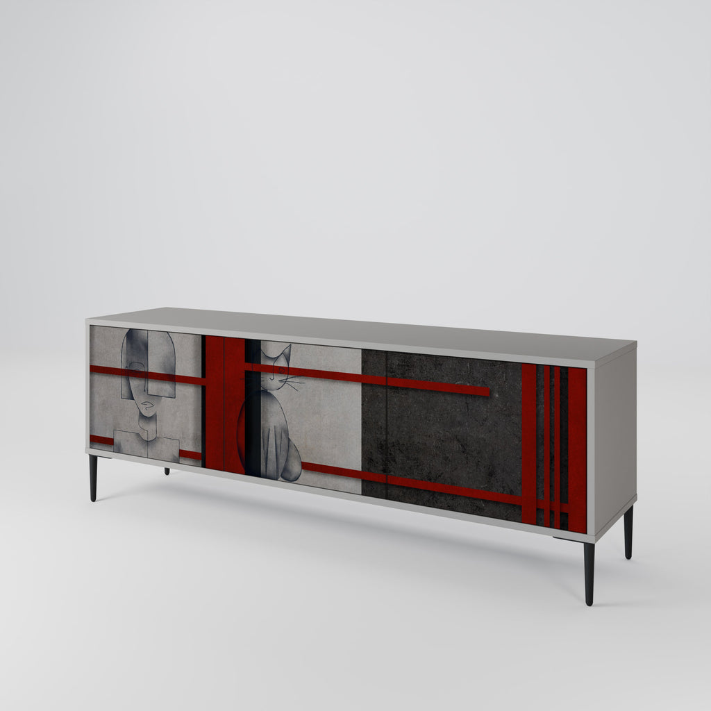 Meuble TV 3 portes GRAY FIGURES en finition grise