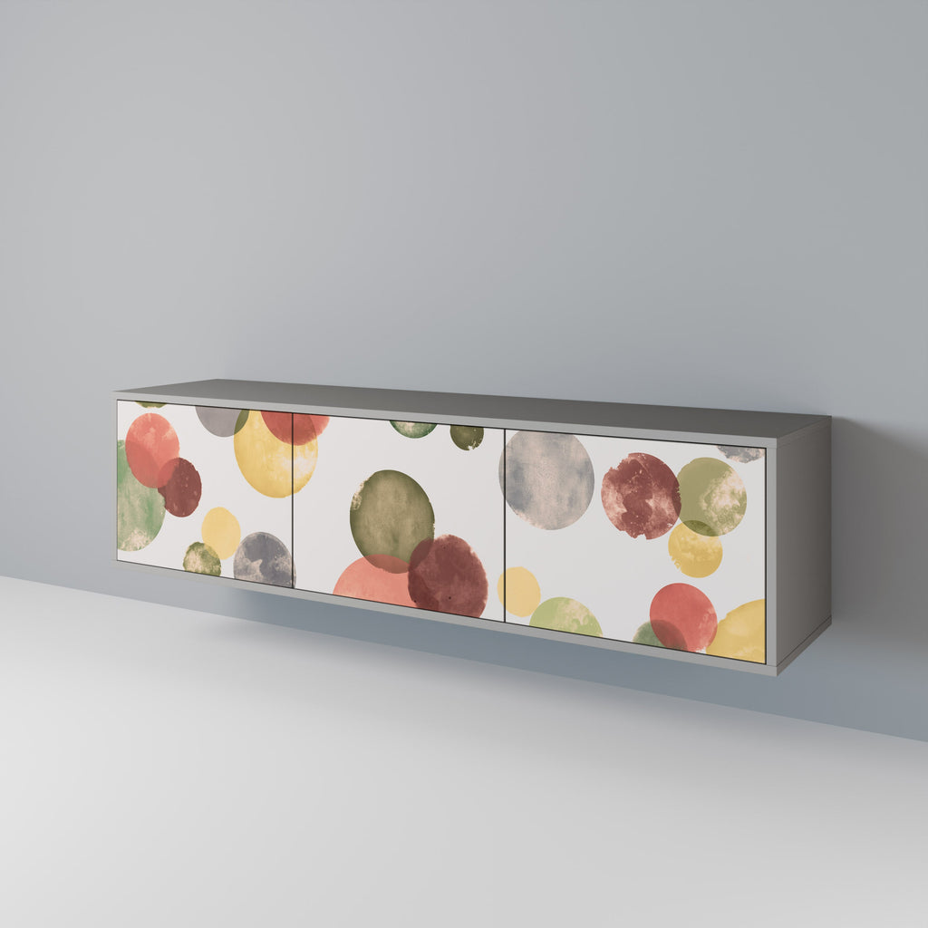 Meuble TV 3 portes FLEETING HAPPINESS, finition grise