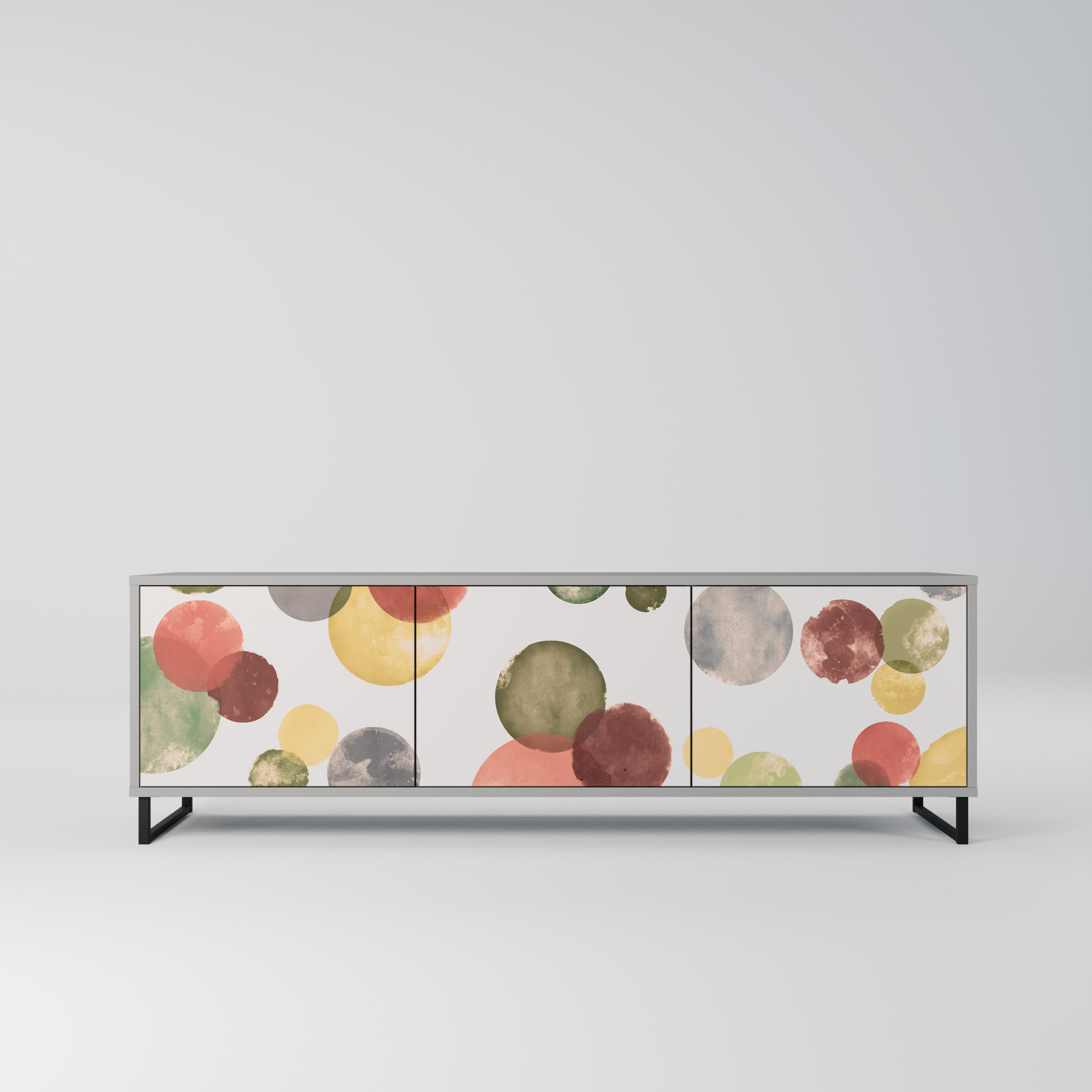 Meuble TV 3 portes FLEETING HAPPINESS, finition grise