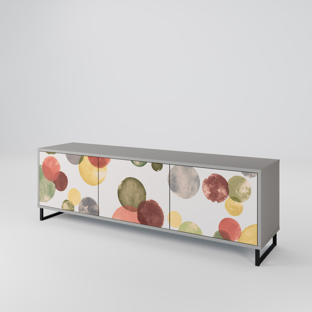 Meuble TV 3 portes FLEETING HAPPINESS, finition grise