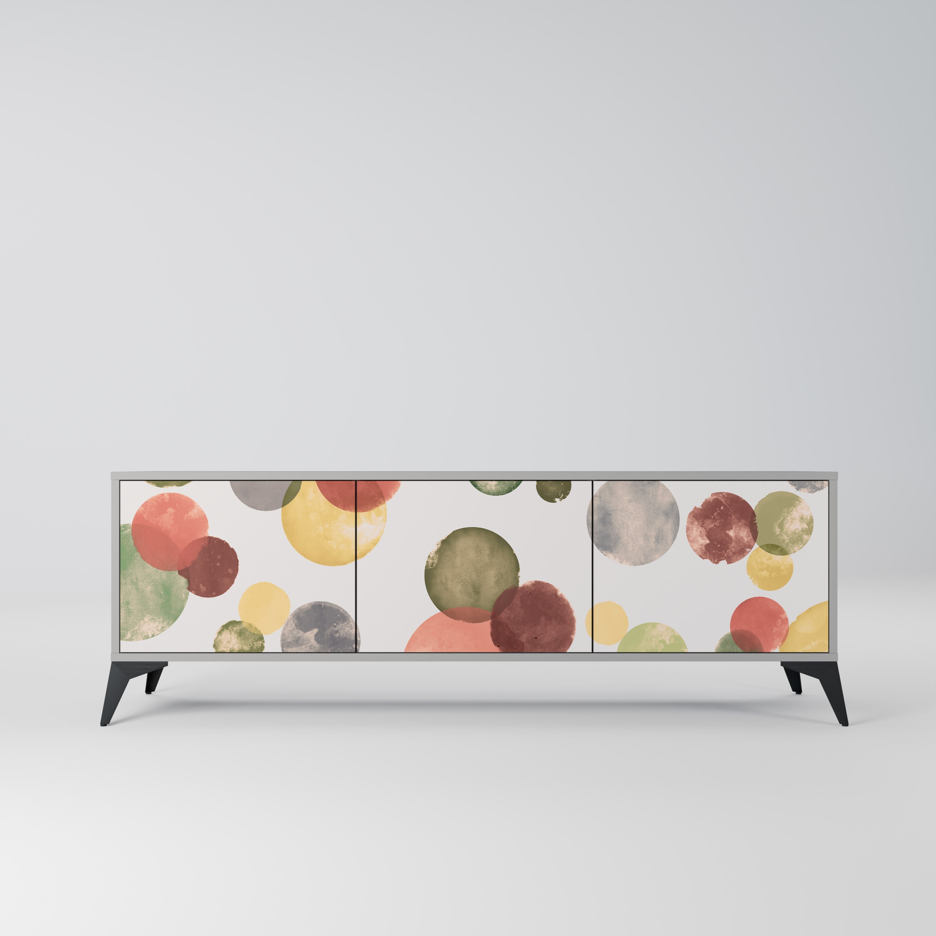 Meuble TV 3 portes FLEETING HAPPINESS, finition grise