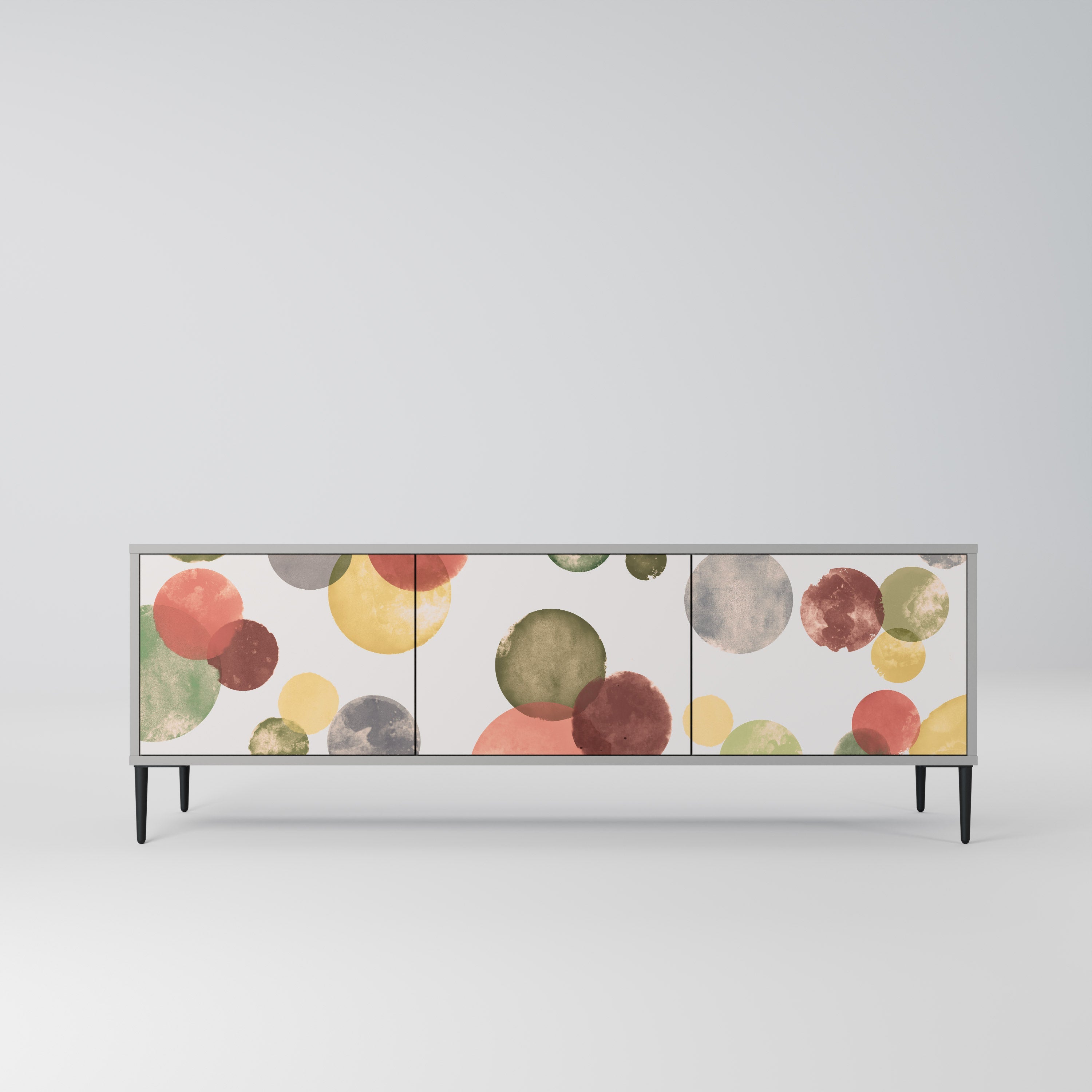 Meuble TV 3 portes FLEETING HAPPINESS, finition grise