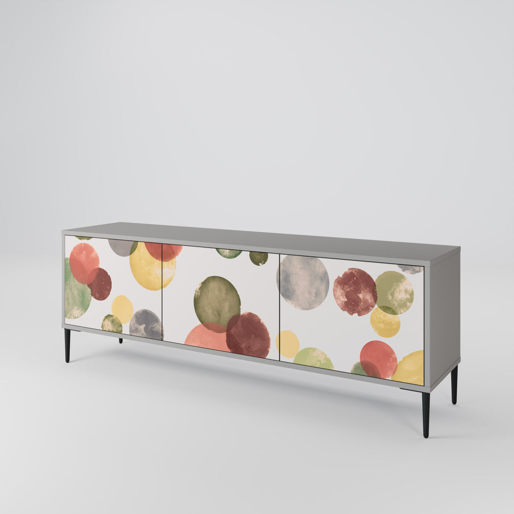 Meuble TV 3 portes FLEETING HAPPINESS, finition grise