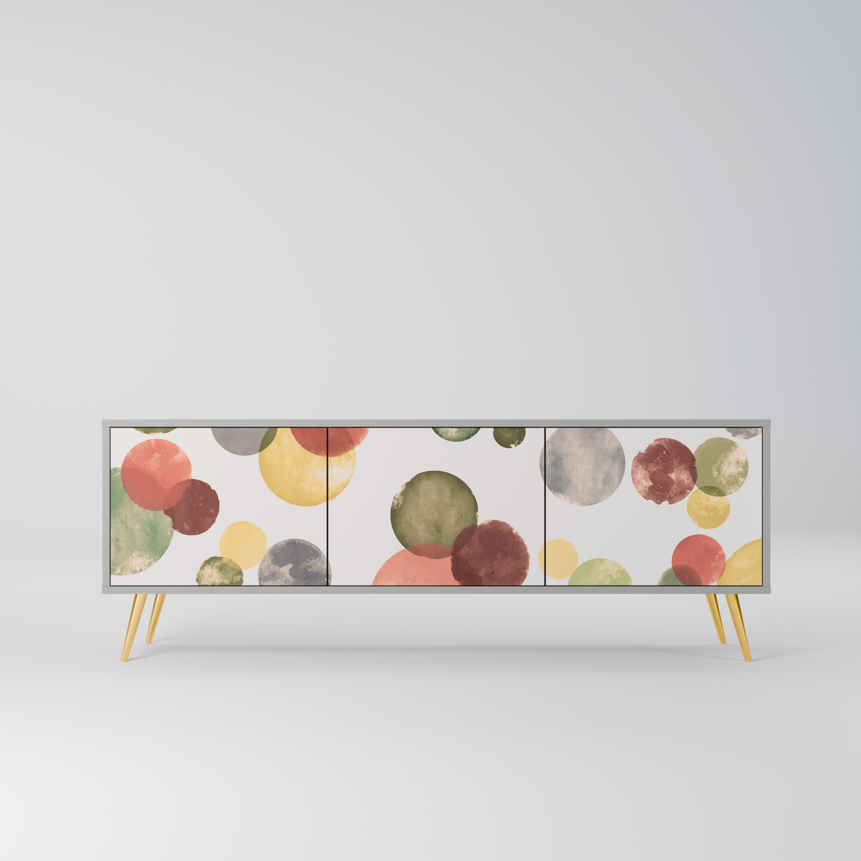 Meuble TV 3 portes FLEETING HAPPINESS, finition grise