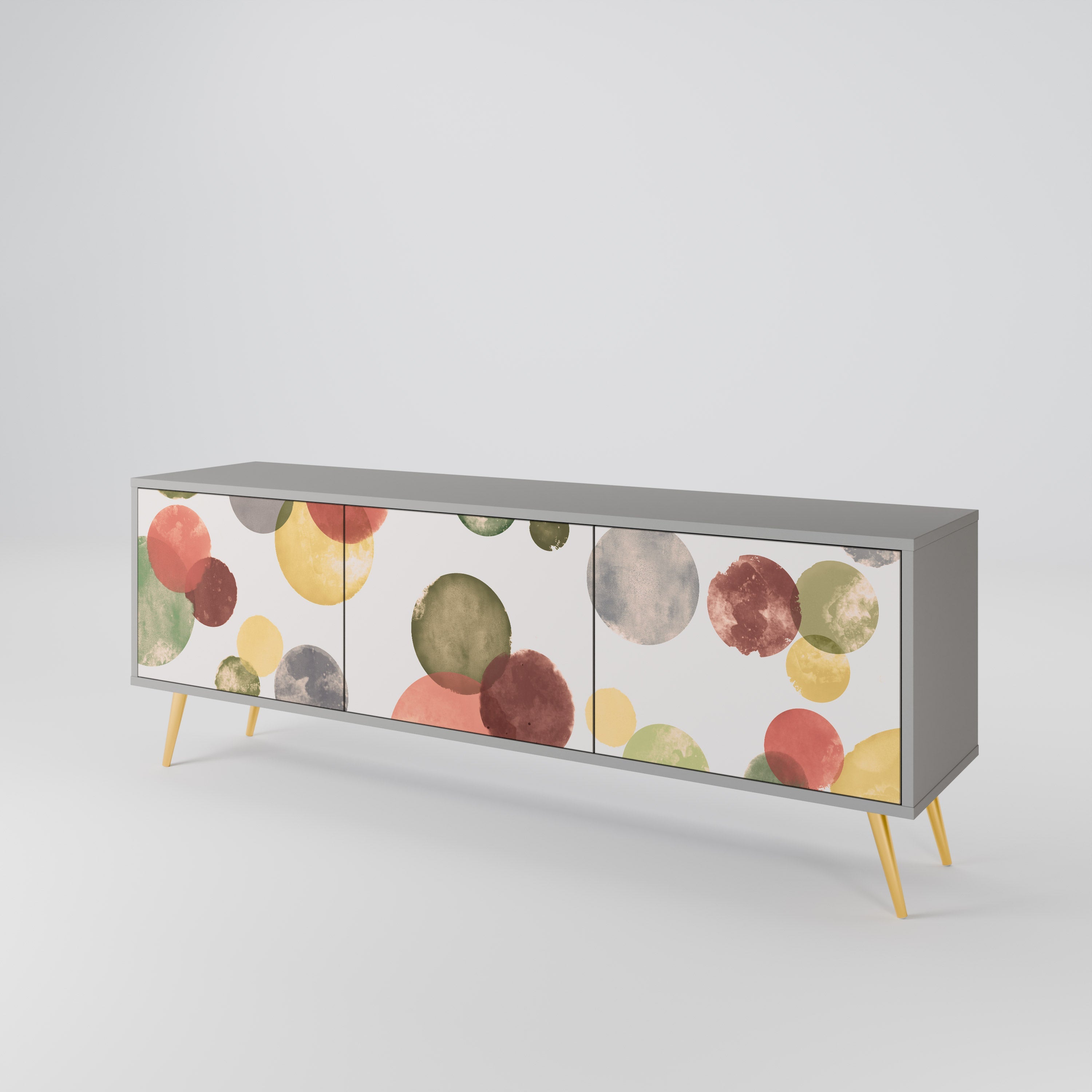 Meuble TV 3 portes FLEETING HAPPINESS, finition grise