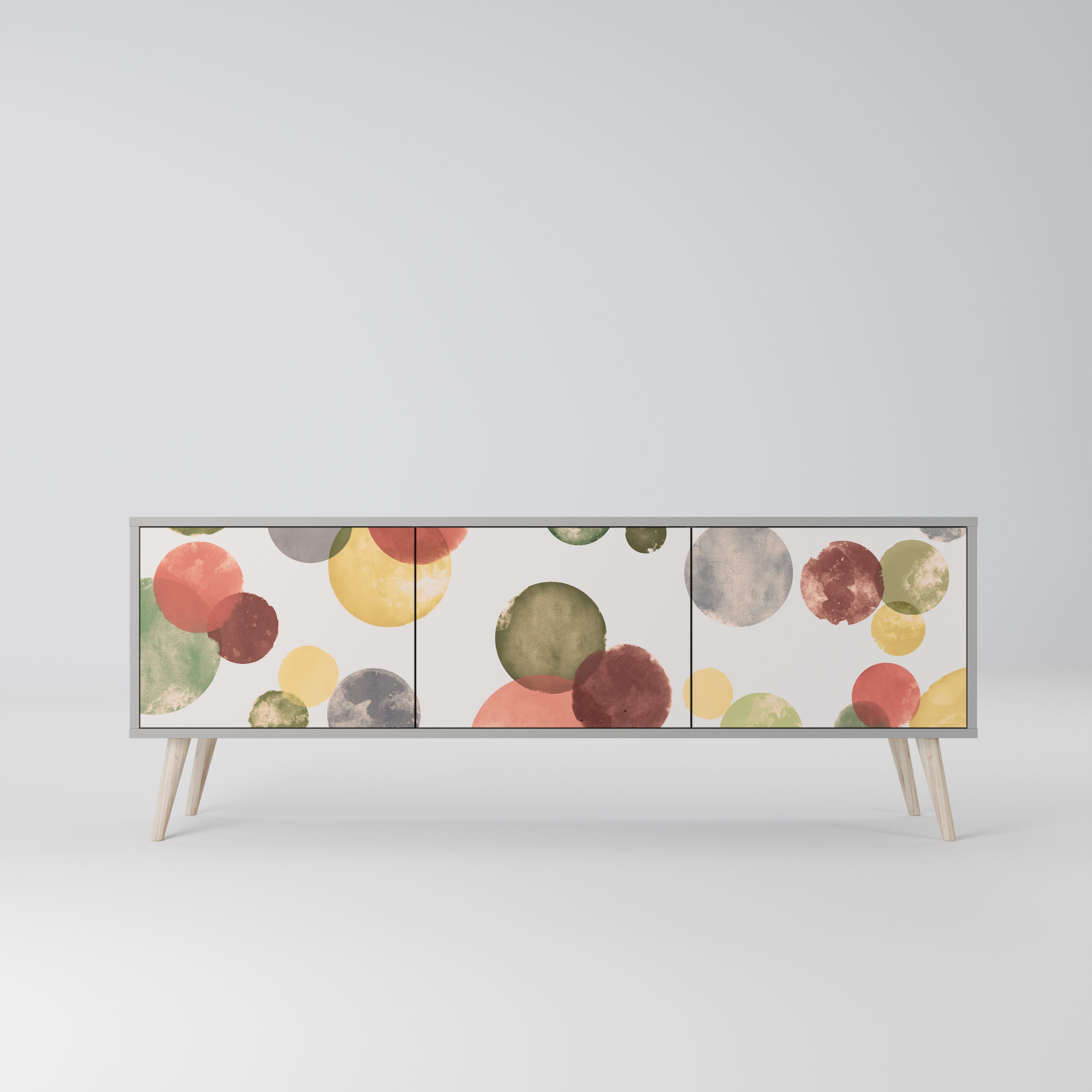 Meuble TV 3 portes FLEETING HAPPINESS, finition grise