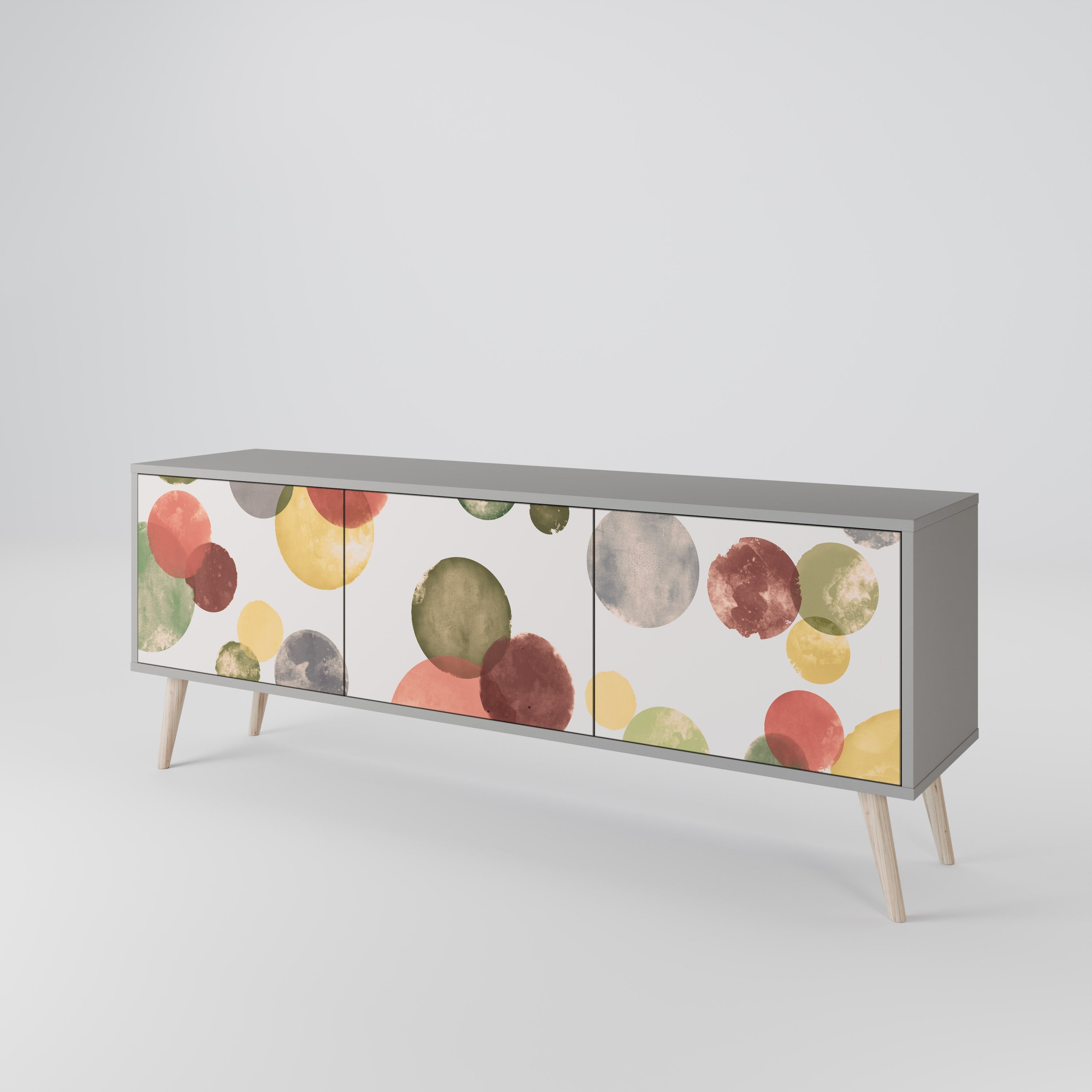 Meuble TV 3 portes FLEETING HAPPINESS, finition grise