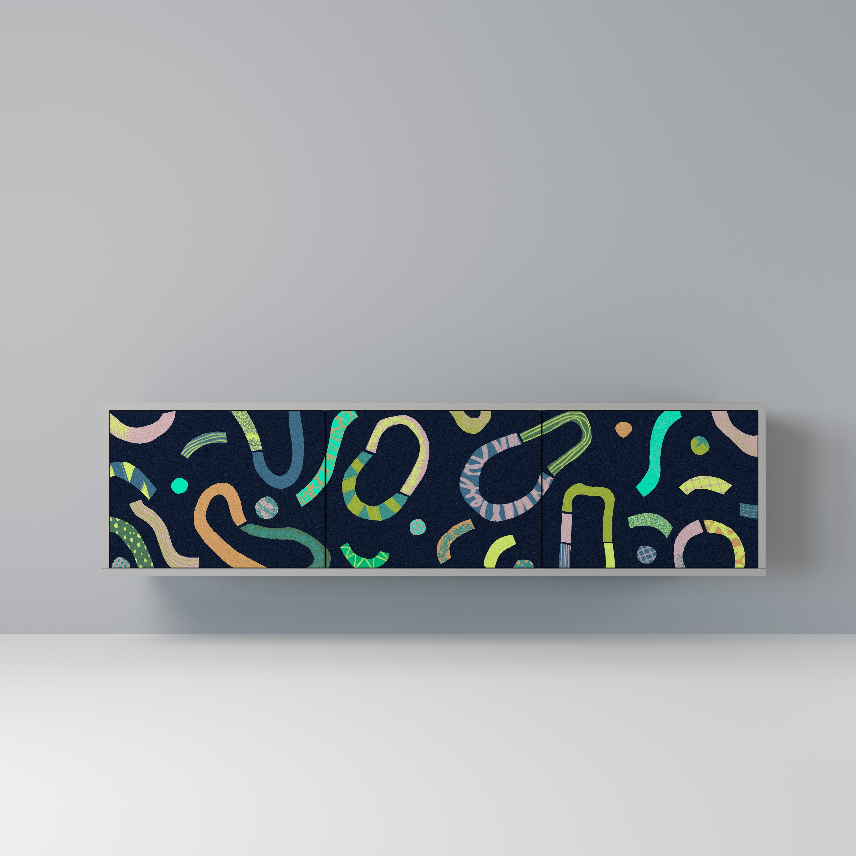 Meuble TV 3 portes CONTRAST DANCE, finition grise