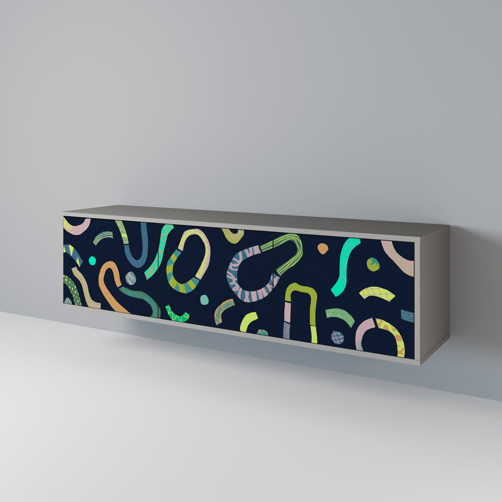 Meuble TV 3 portes CONTRAST DANCE, finition grise