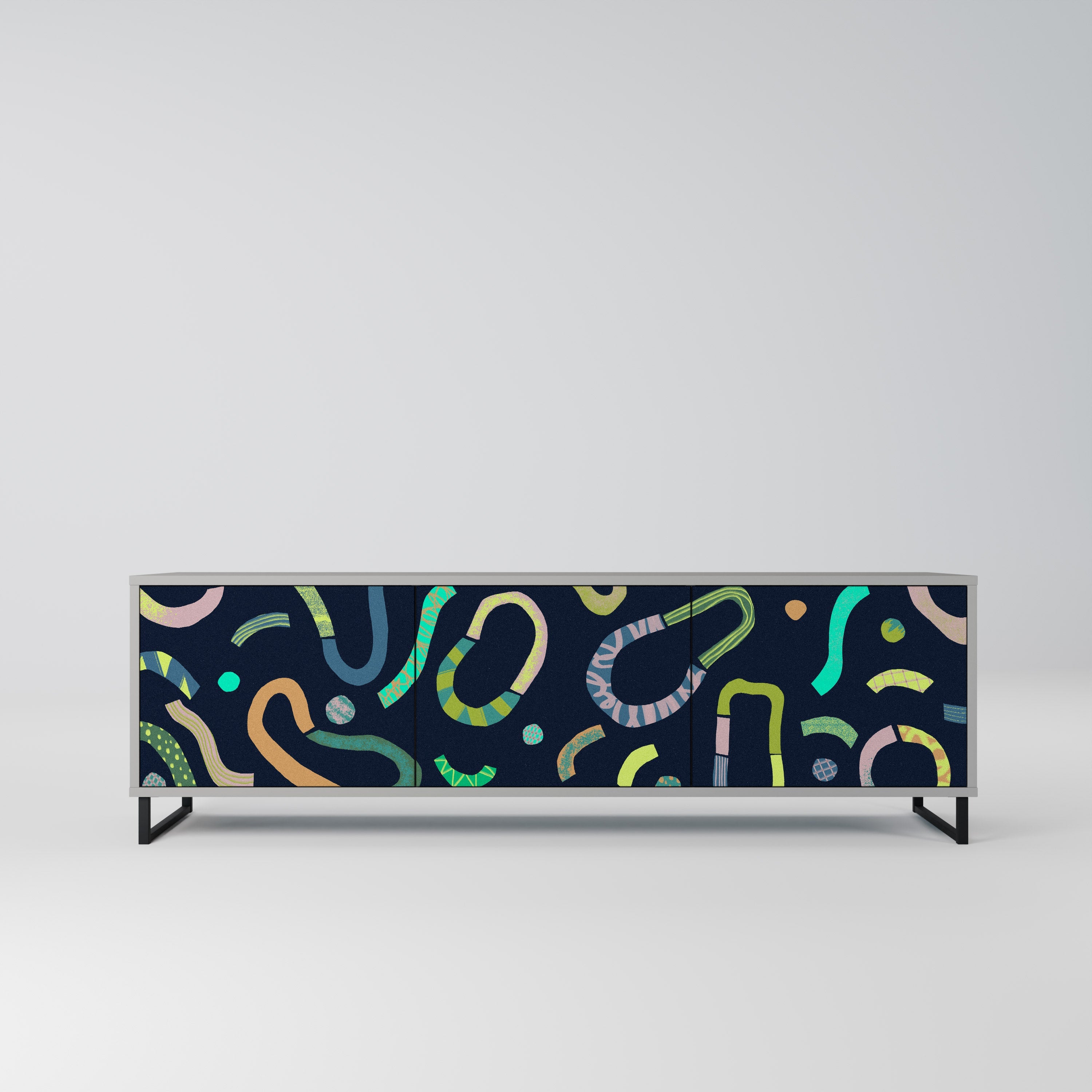 Meuble TV 3 portes CONTRAST DANCE, finition grise