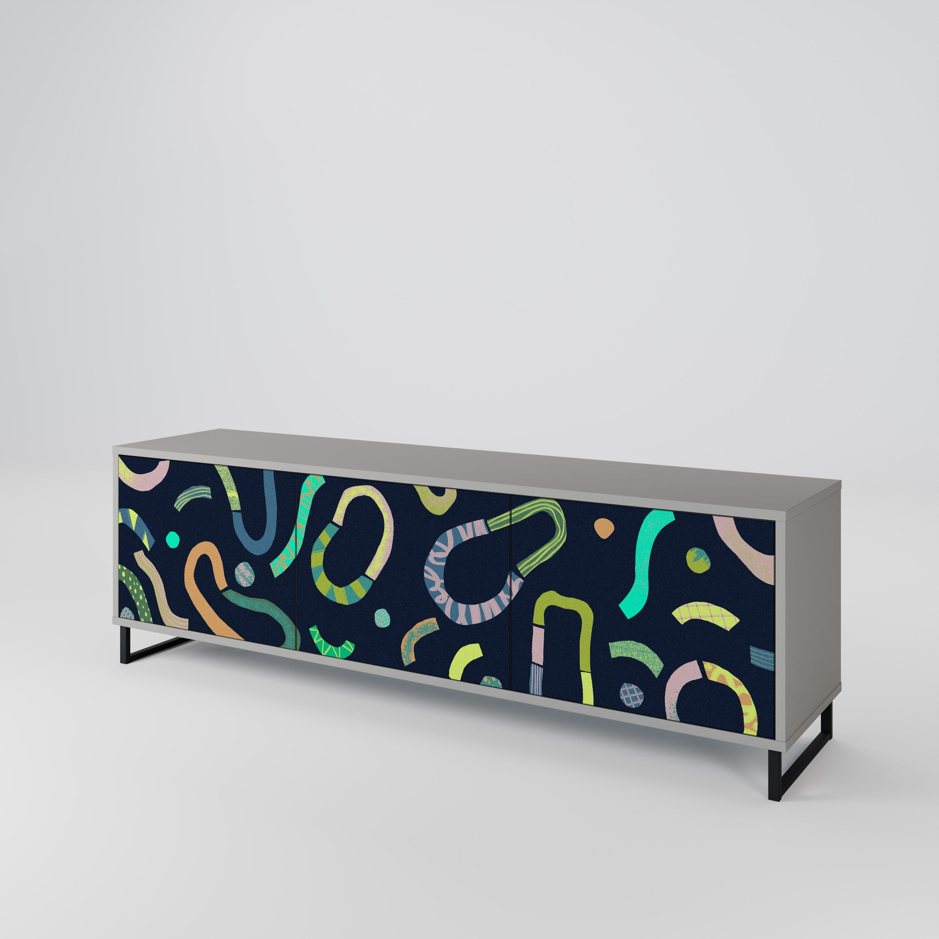 Meuble TV 3 portes CONTRAST DANCE, finition grise