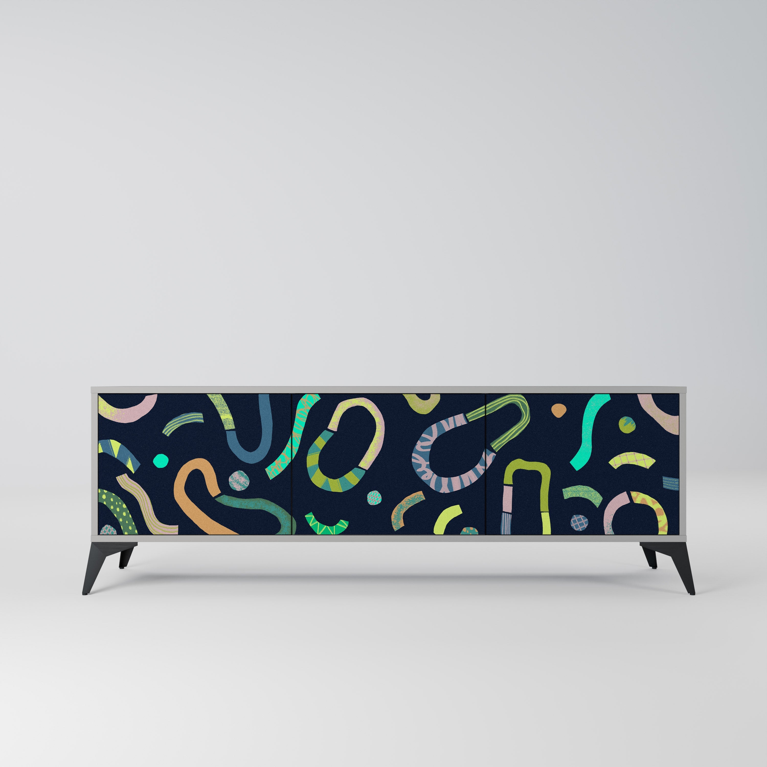 Meuble TV 3 portes CONTRAST DANCE, finition grise