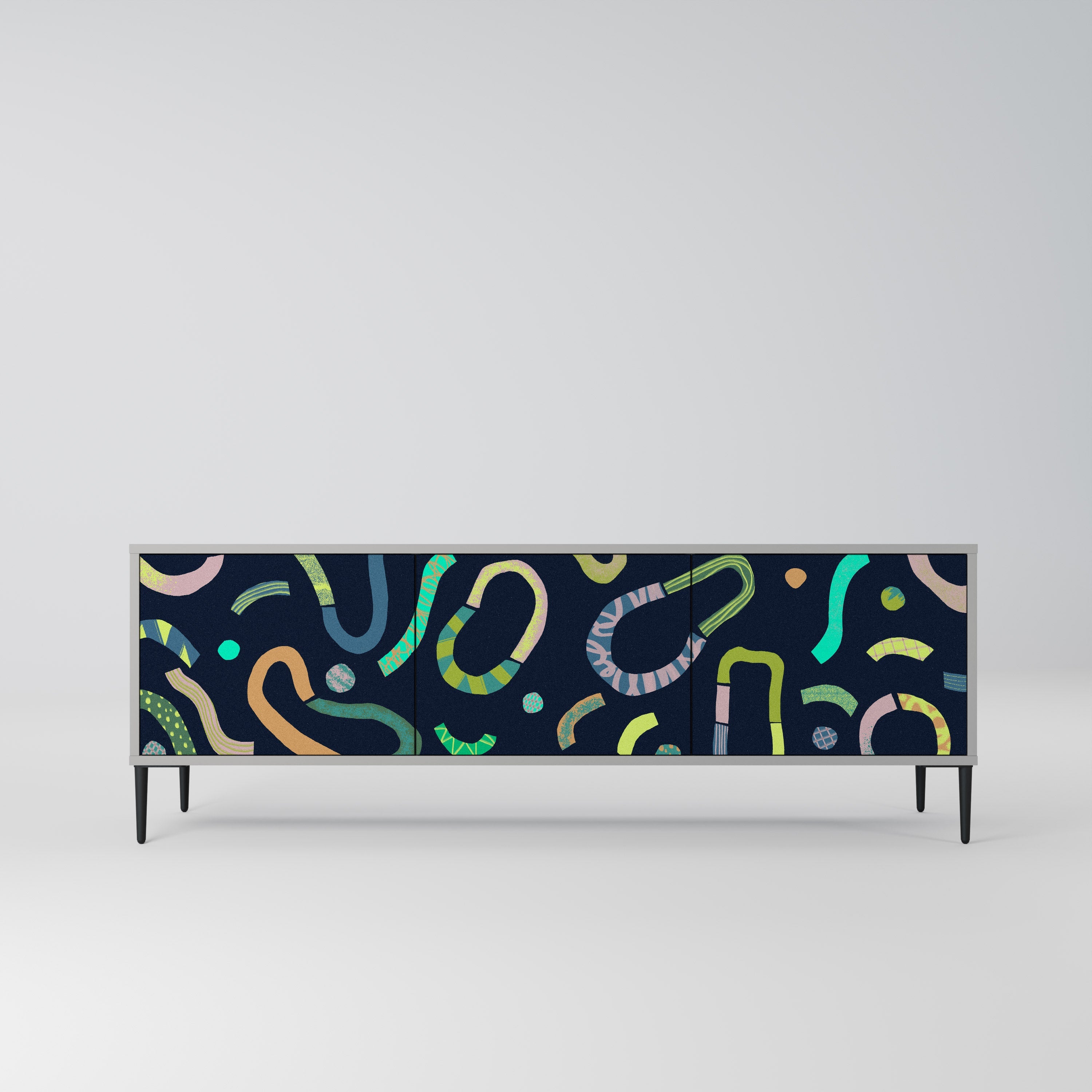 Meuble TV 3 portes CONTRAST DANCE, finition grise