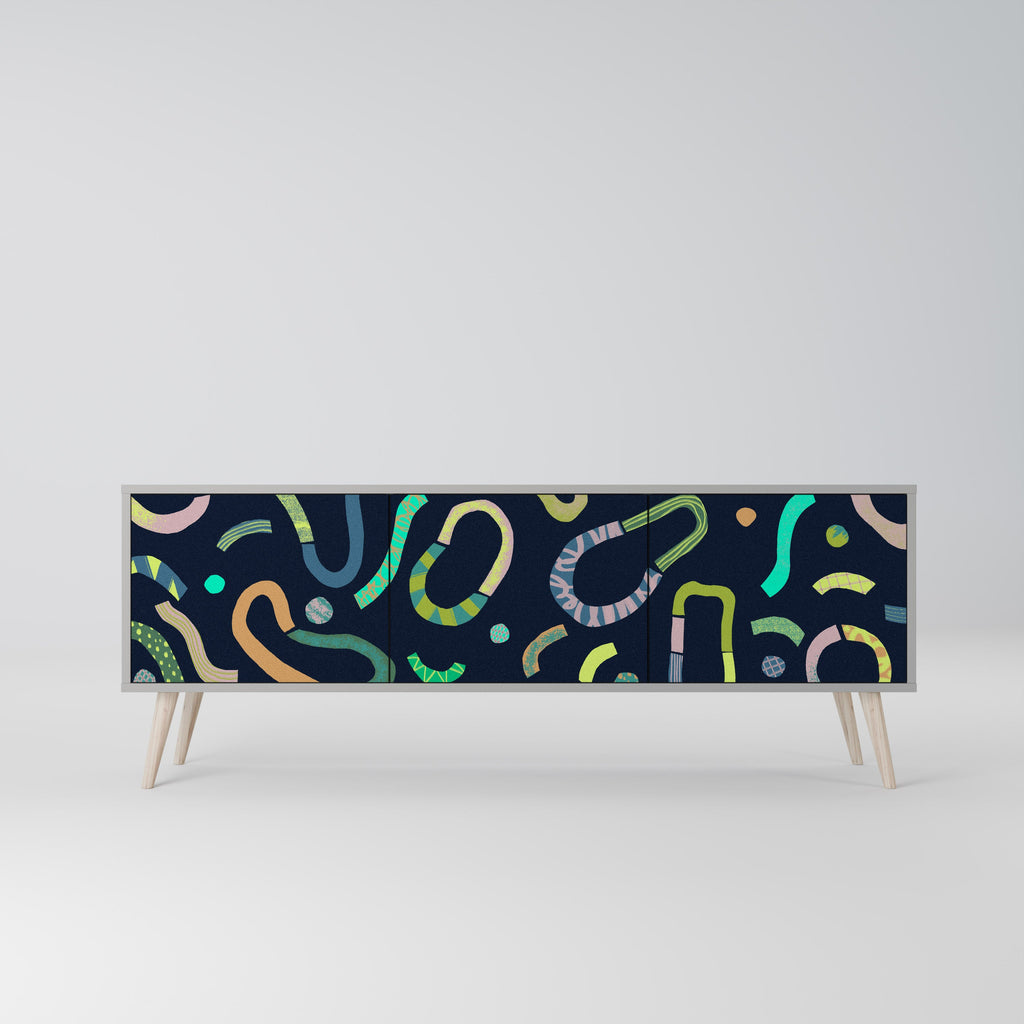 Meuble TV 3 portes CONTRAST DANCE, finition grise