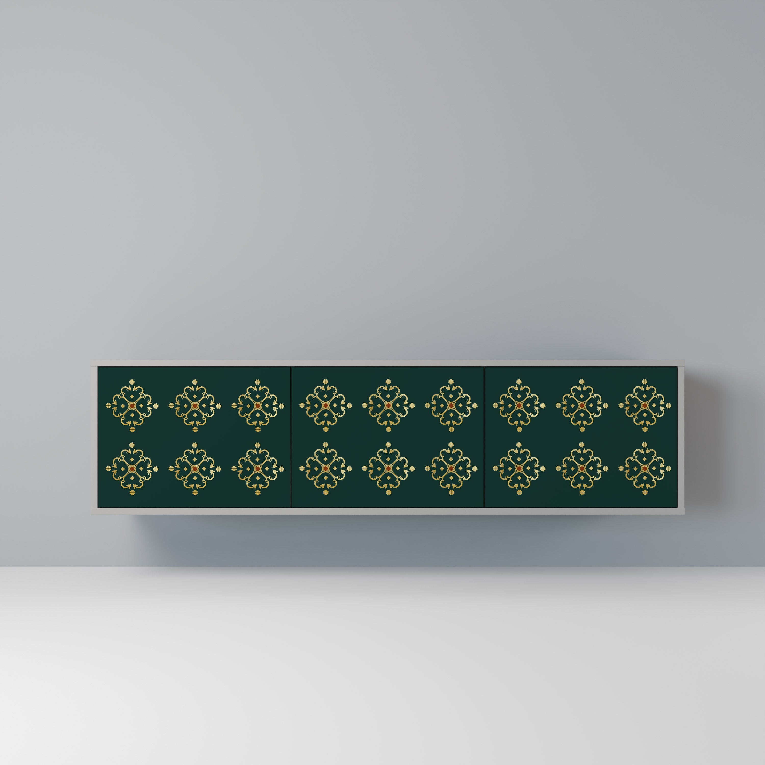 Meuble TV 3 portes ROYAL MEDALLION finition grise