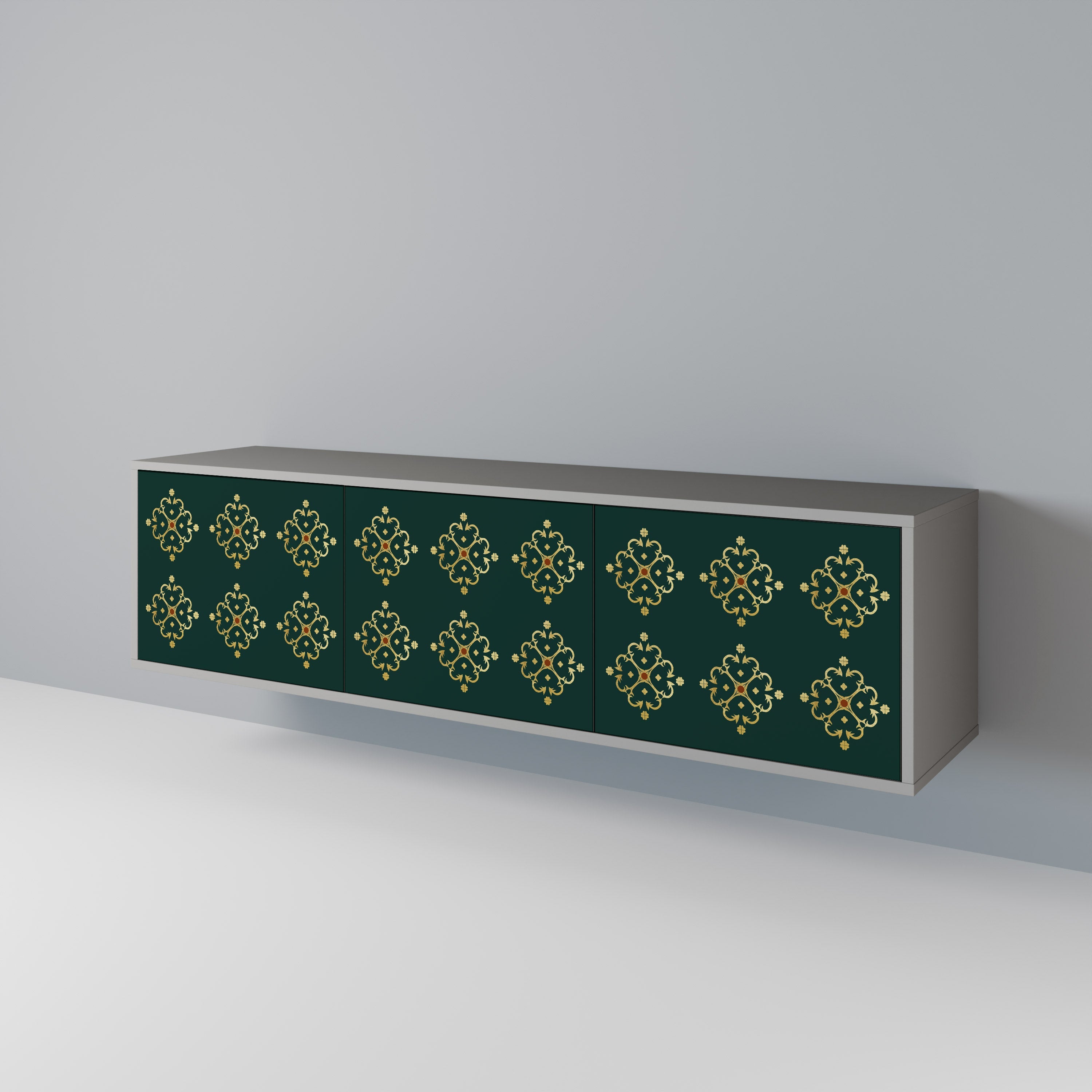 Meuble TV 3 portes ROYAL MEDALLION finition grise