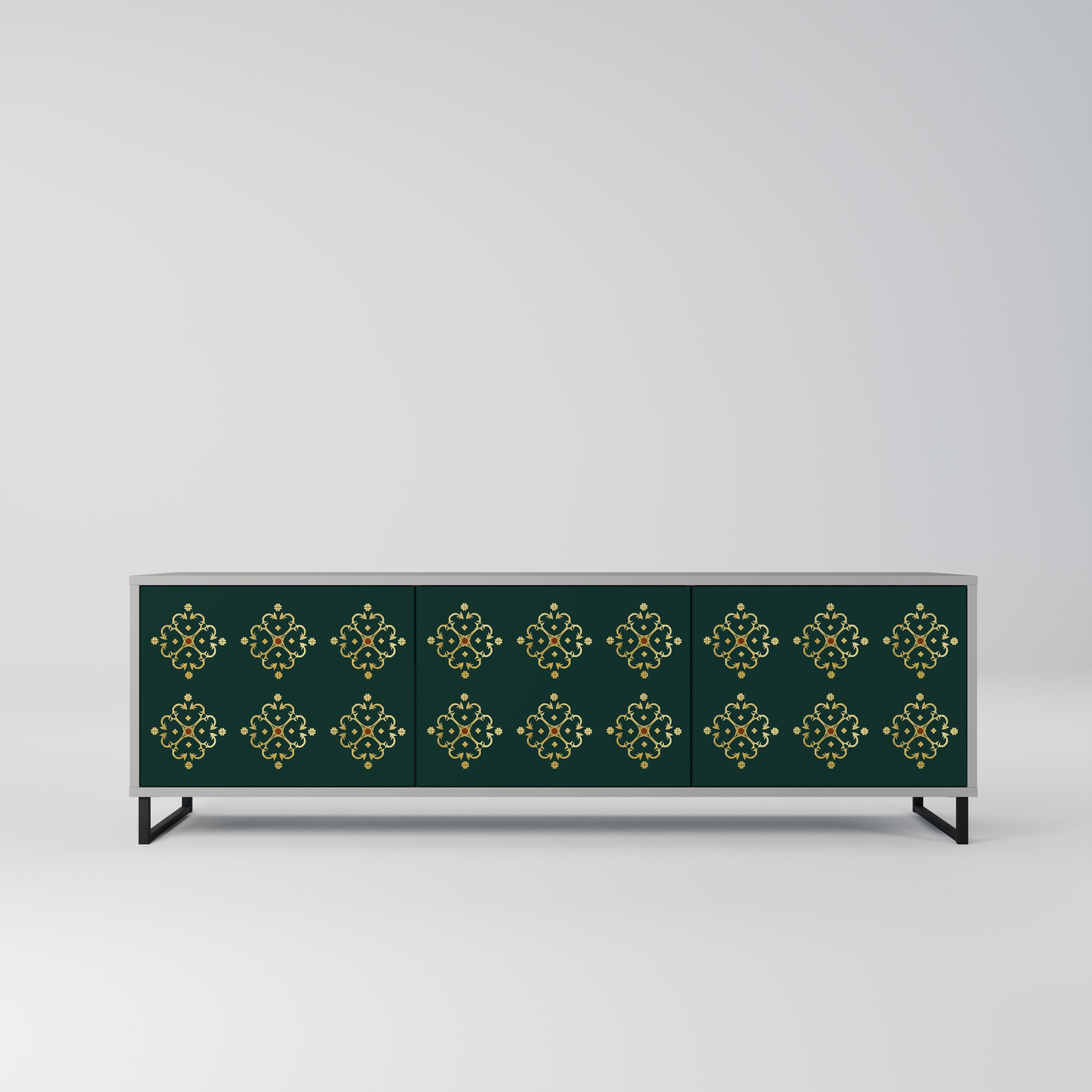 Meuble TV 3 portes ROYAL MEDALLION finition grise