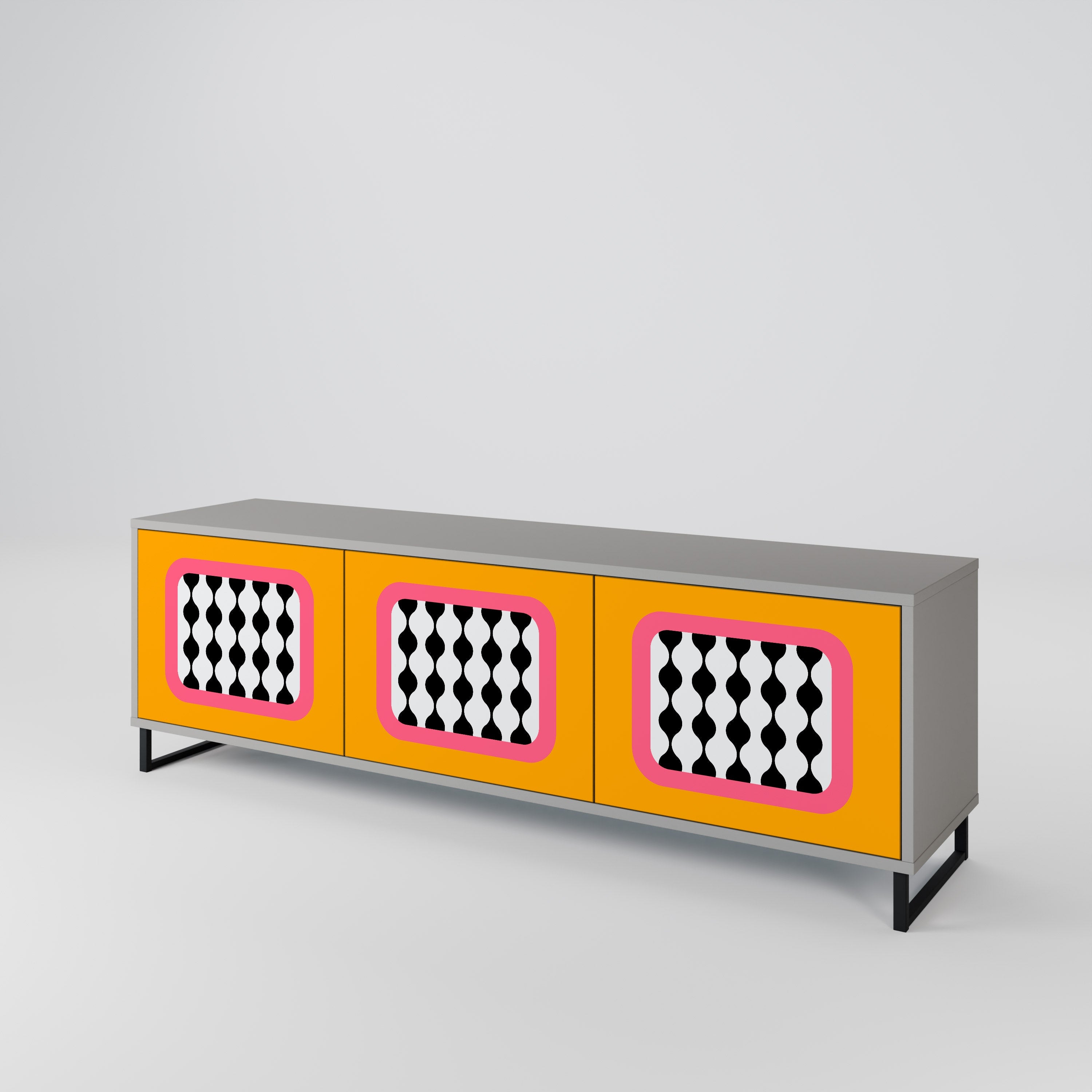 Meuble TV 3 portes TEARS IN HEAVEN en finition grise