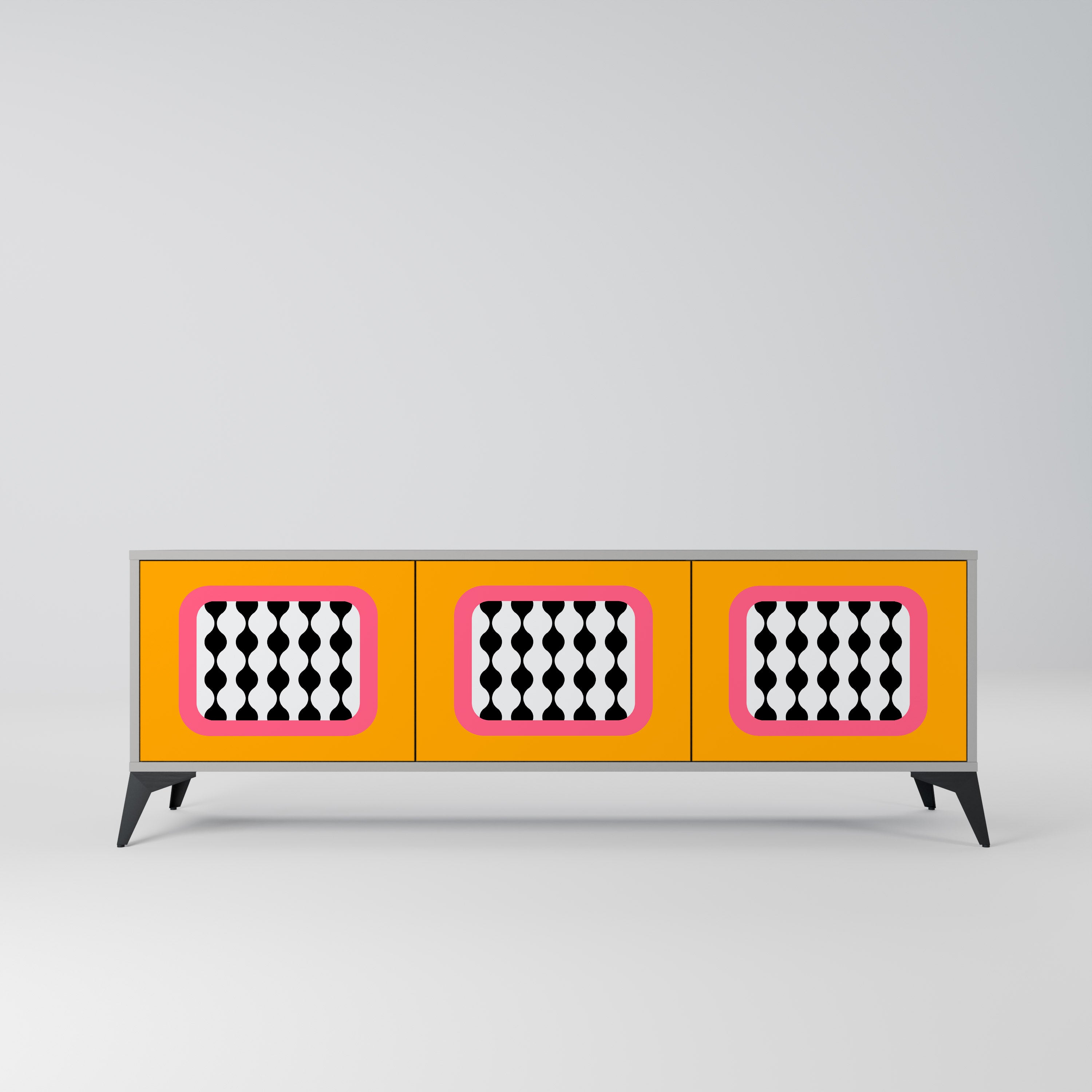 Meuble TV 3 portes TEARS IN HEAVEN en finition grise