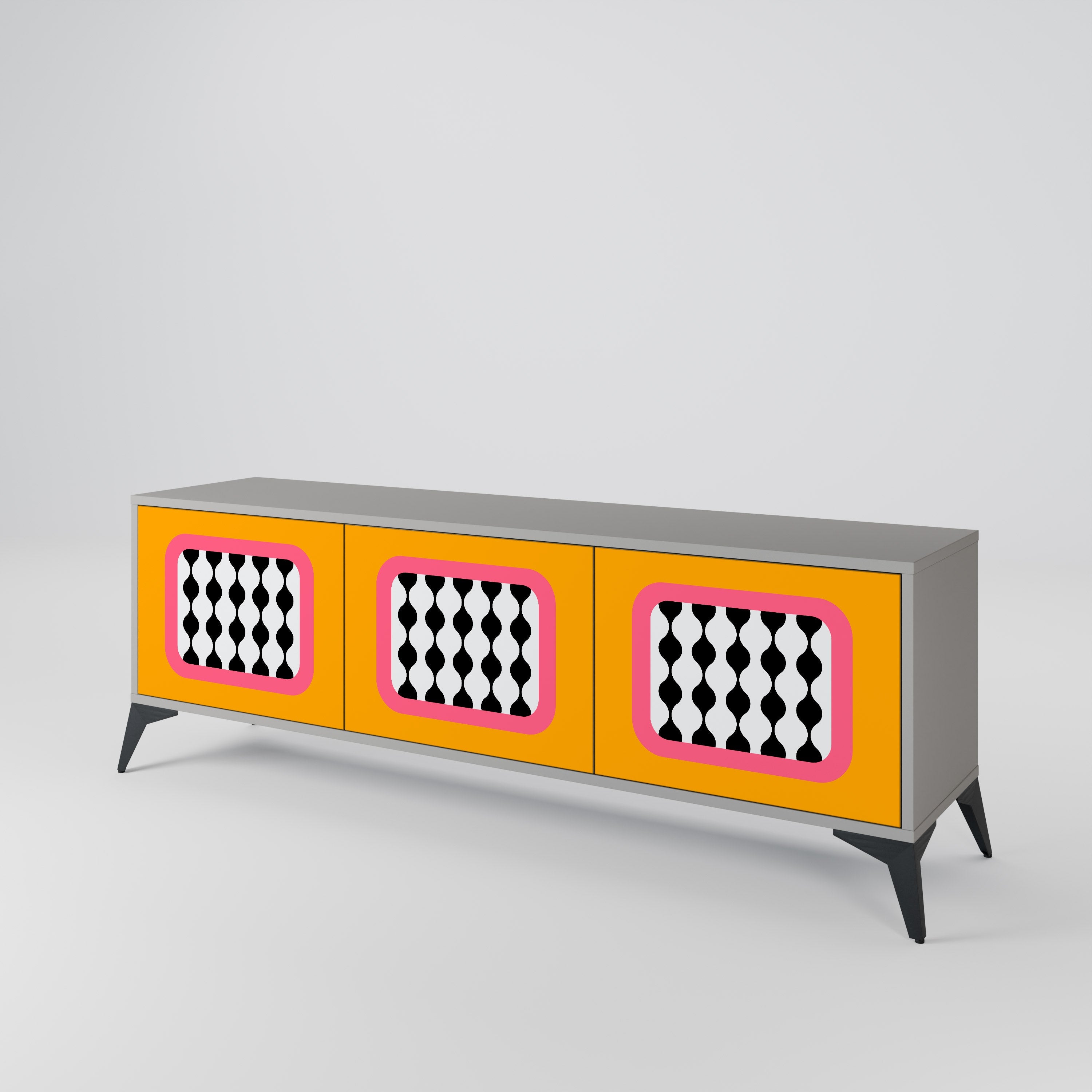 Meuble TV 3 portes TEARS IN HEAVEN en finition grise