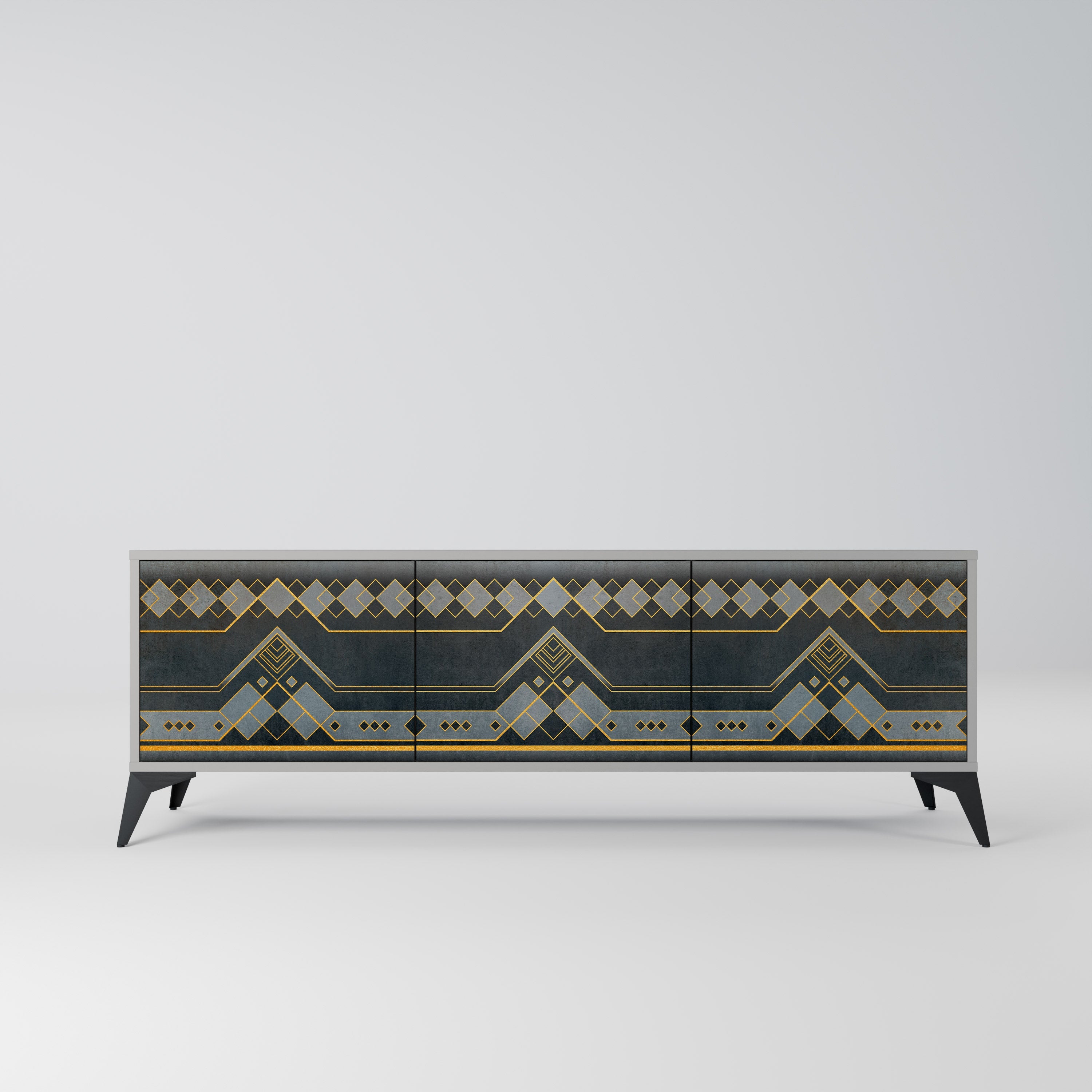 Meuble TV 3 portes ROYAL ORDINARINESS en finition grise