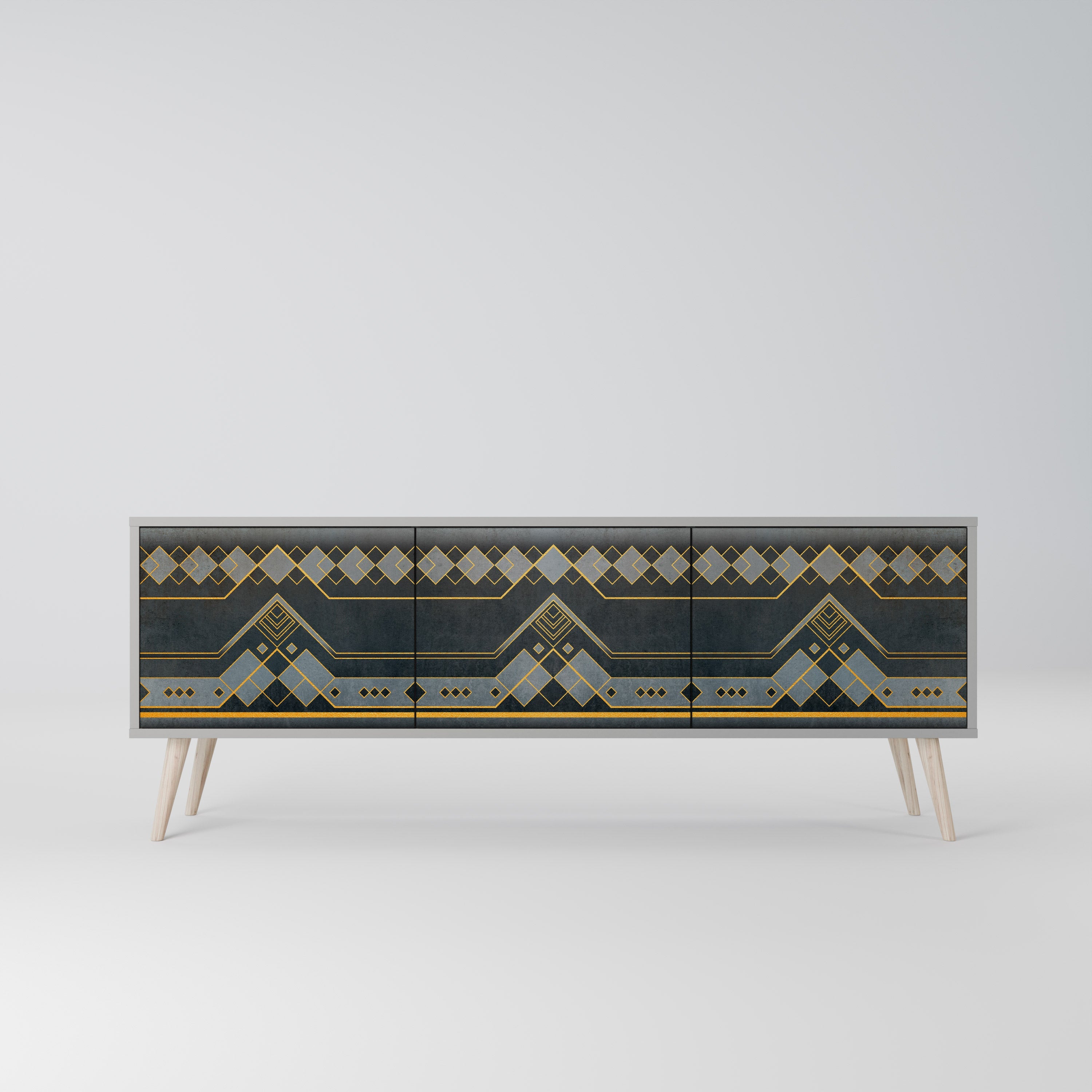 Meuble TV 3 portes ROYAL ORDINARINESS en finition grise