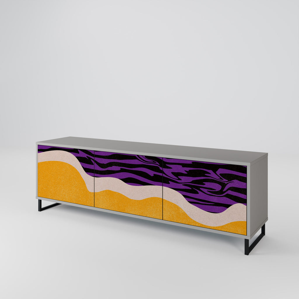 Meuble TV 3 portes INDEPENDENT BORDER, finition grise