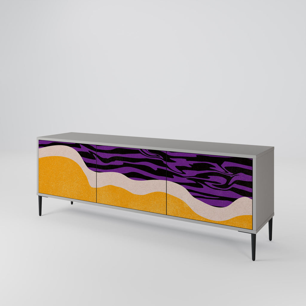 Meuble TV 3 portes INDEPENDENT BORDER, finition grise