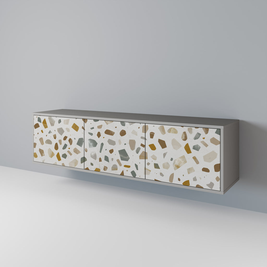 Meuble TV 3 portes PIECES OF TOMORROW, finition grise