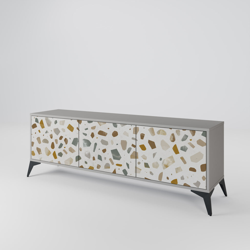 Meuble TV 3 portes PIECES OF TOMORROW, finition grise