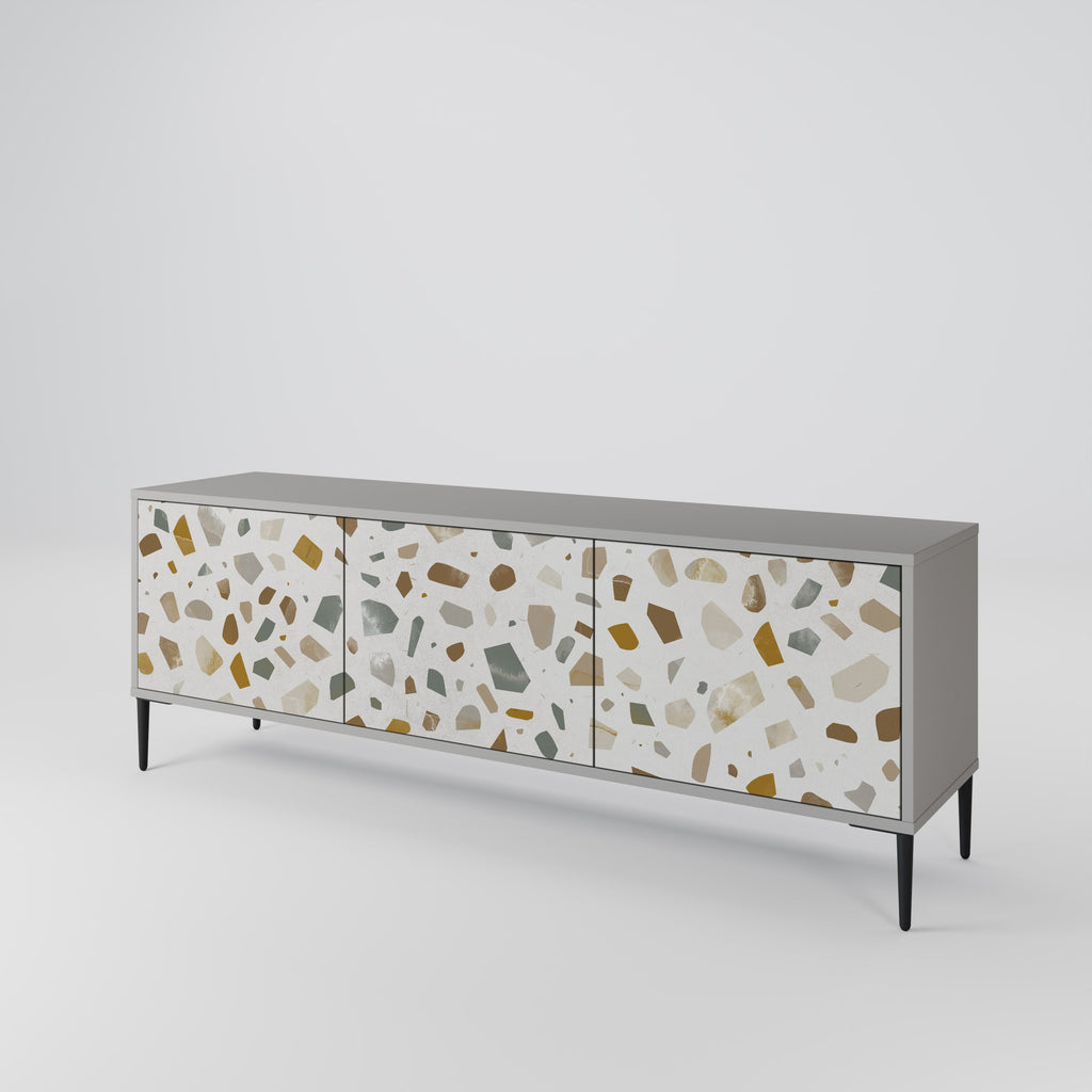 Meuble TV 3 portes PIECES OF TOMORROW, finition grise