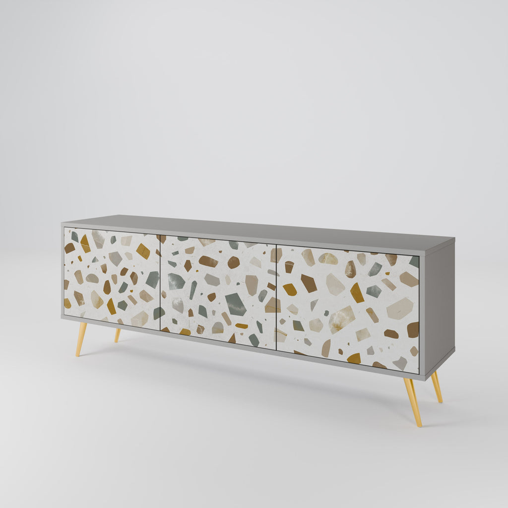 Meuble TV 3 portes PIECES OF TOMORROW, finition grise