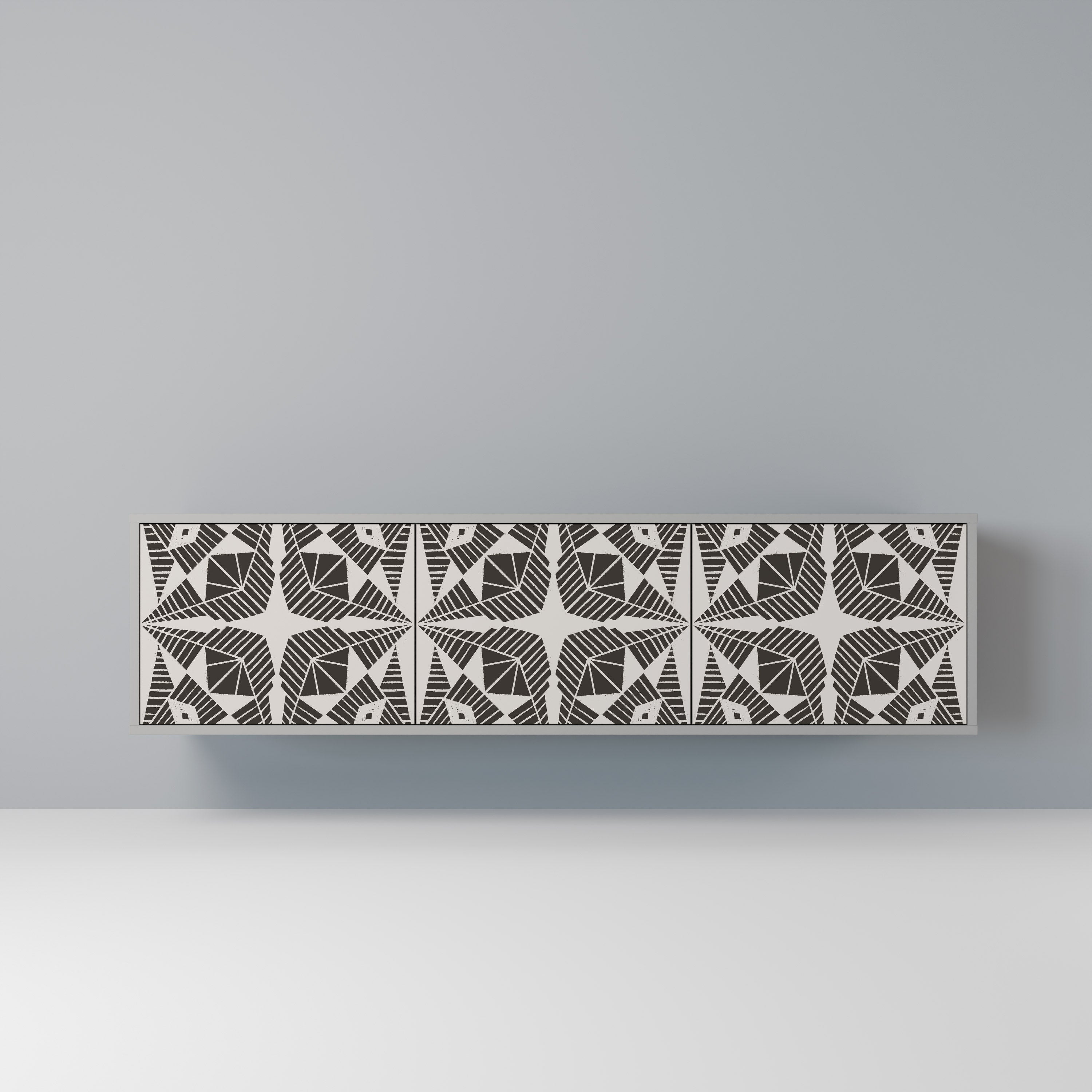 Meuble TV 3 portes MONOCHROME NEXUS, finition grise