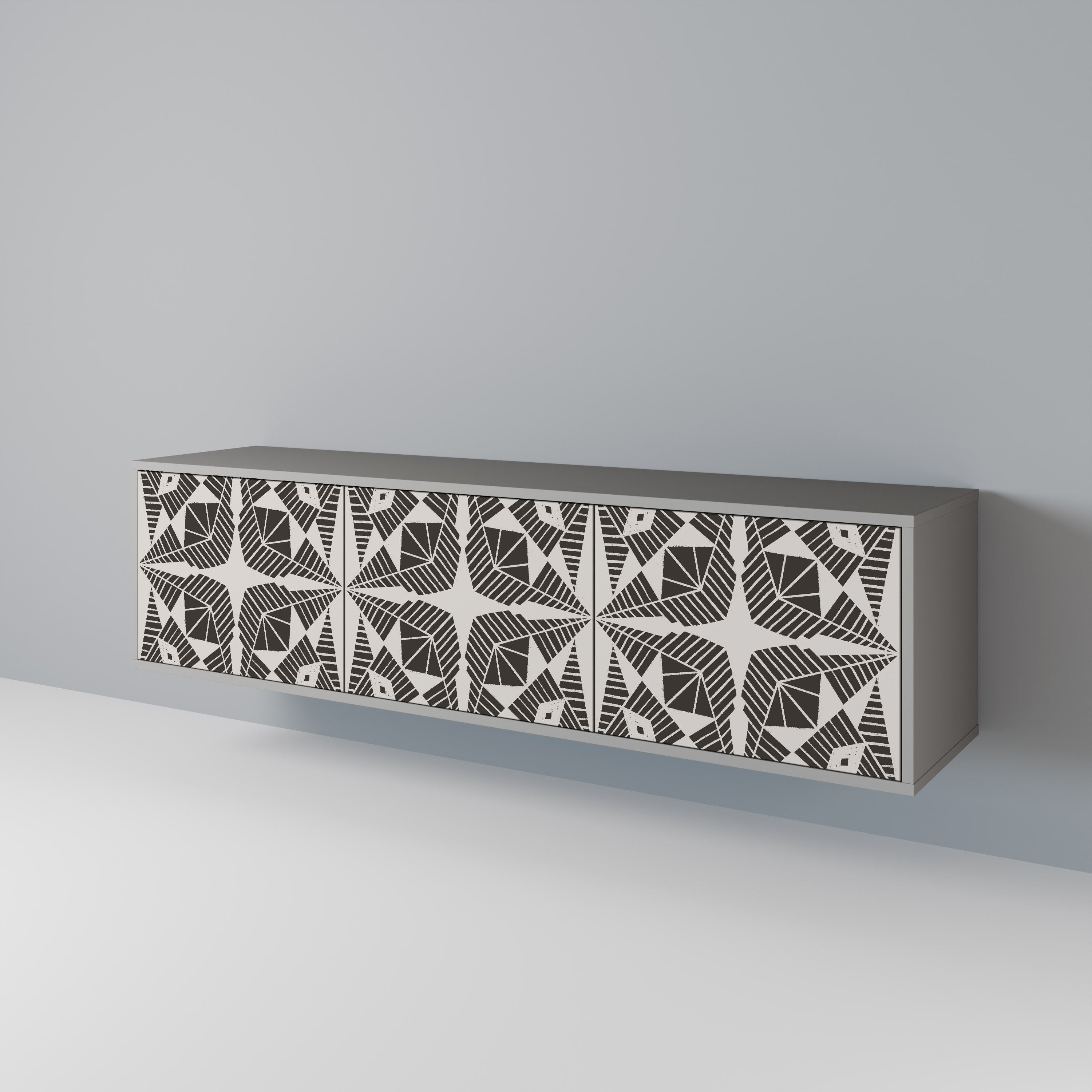 Meuble TV 3 portes MONOCHROME NEXUS, finition grise
