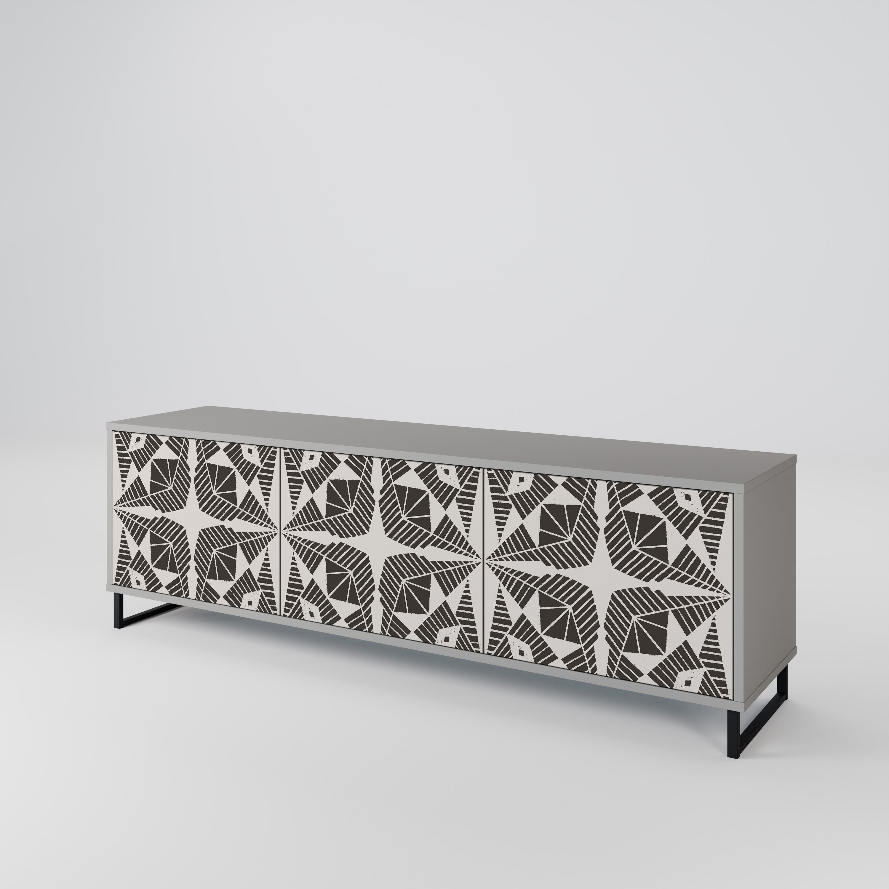 Meuble TV 3 portes MONOCHROME NEXUS, finition grise