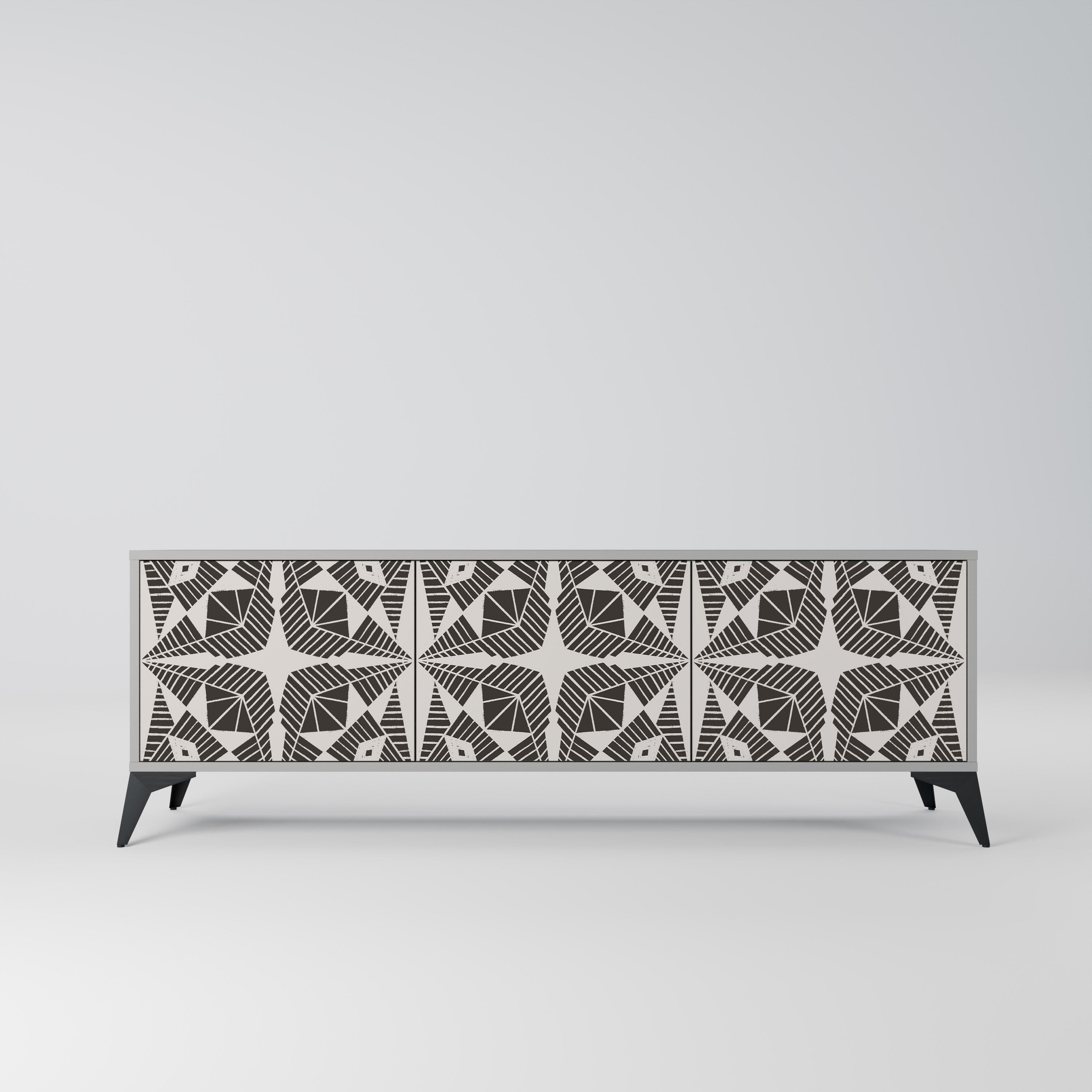 Meuble TV 3 portes MONOCHROME NEXUS, finition grise