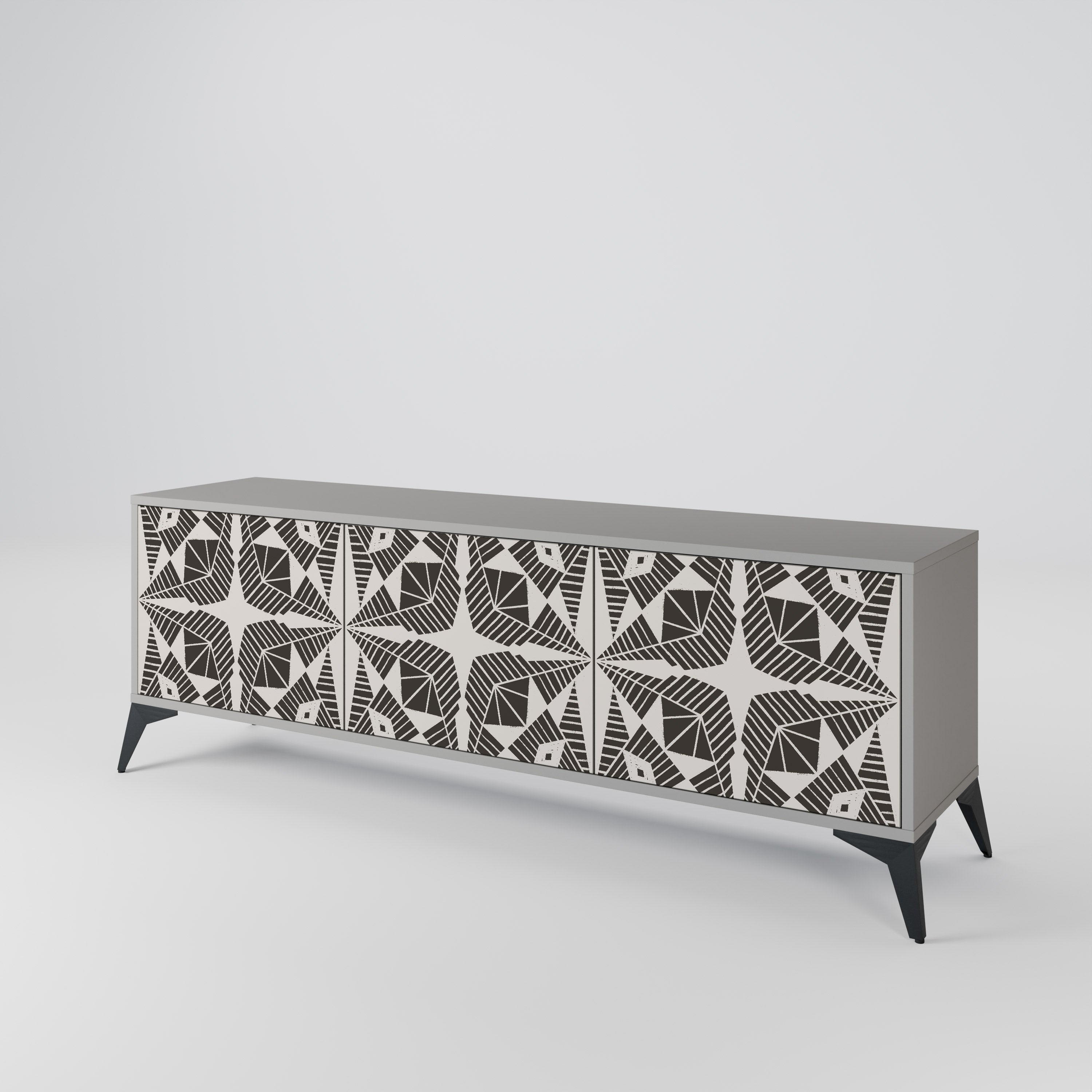 Meuble TV 3 portes MONOCHROME NEXUS, finition grise