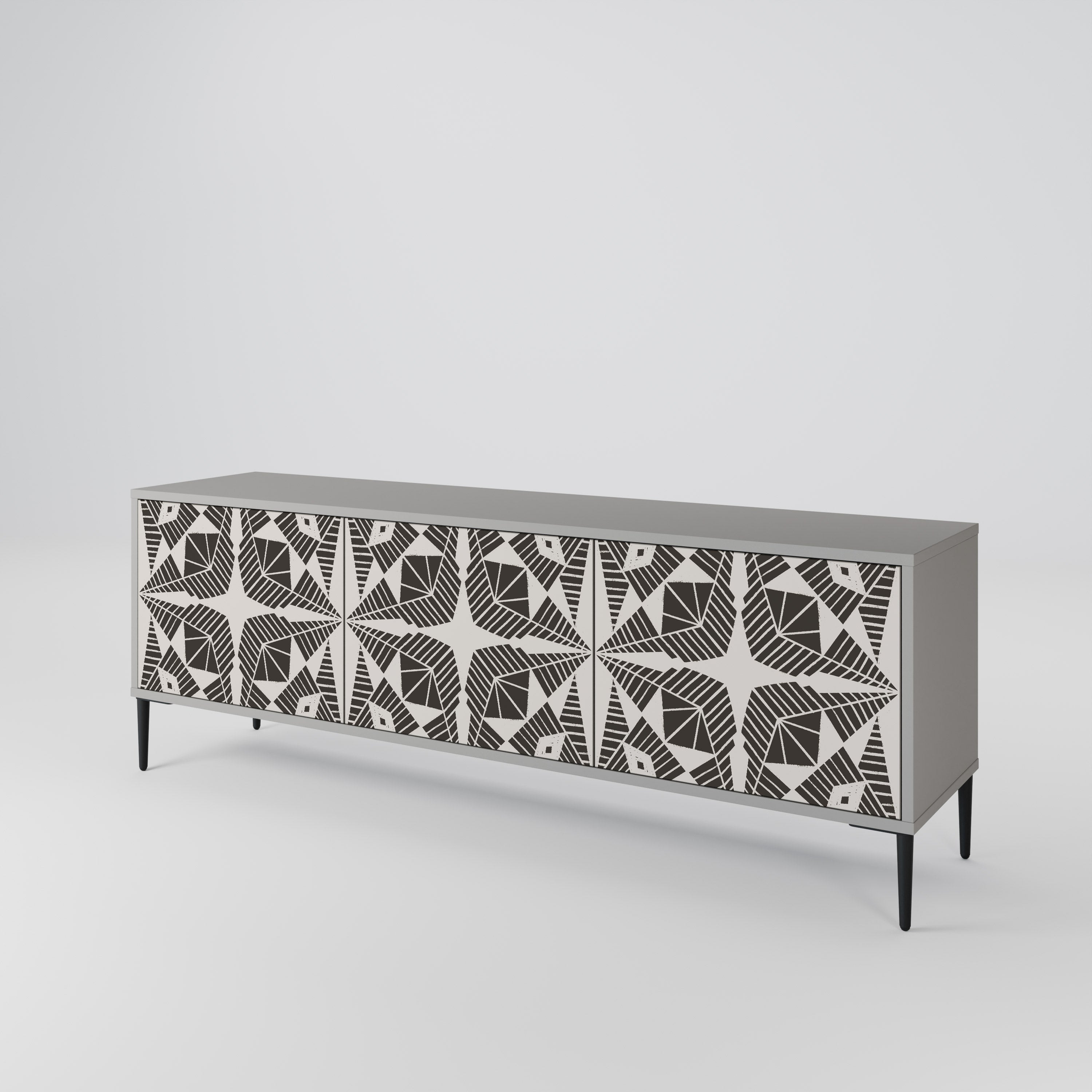 Meuble TV 3 portes MONOCHROME NEXUS, finition grise