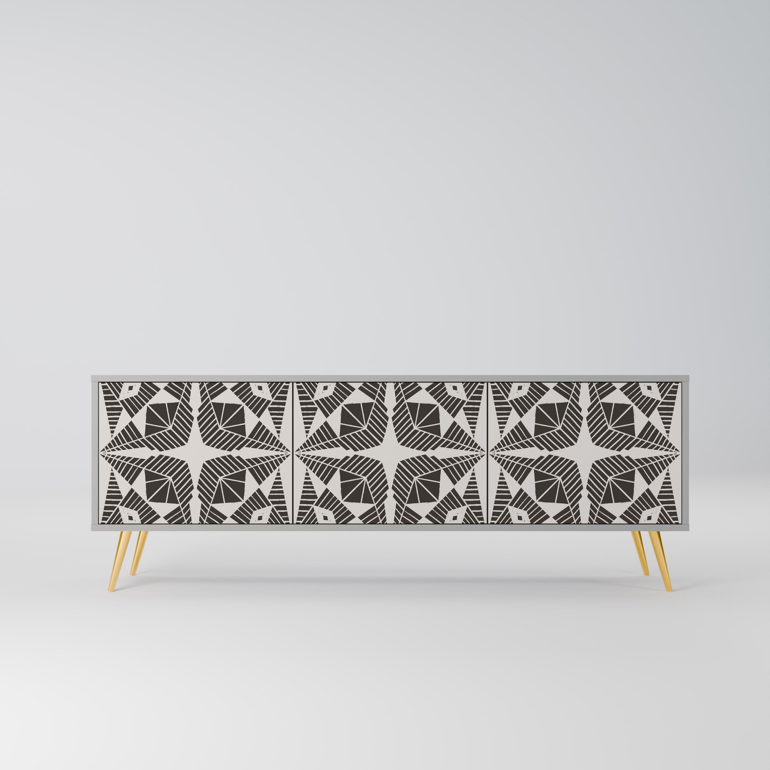 Meuble TV 3 portes MONOCHROME NEXUS, finition grise