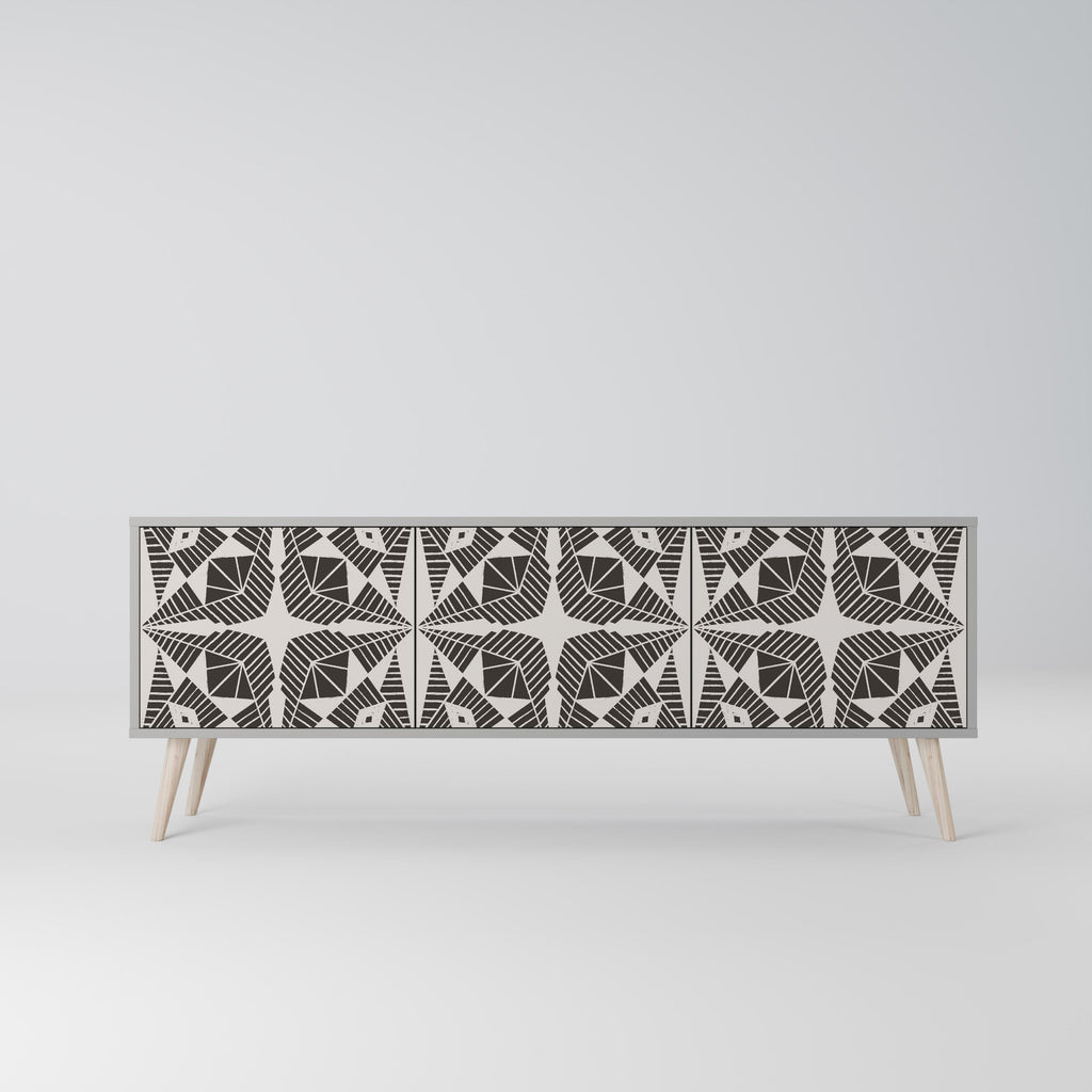 Meuble TV 3 portes MONOCHROME NEXUS, finition grise