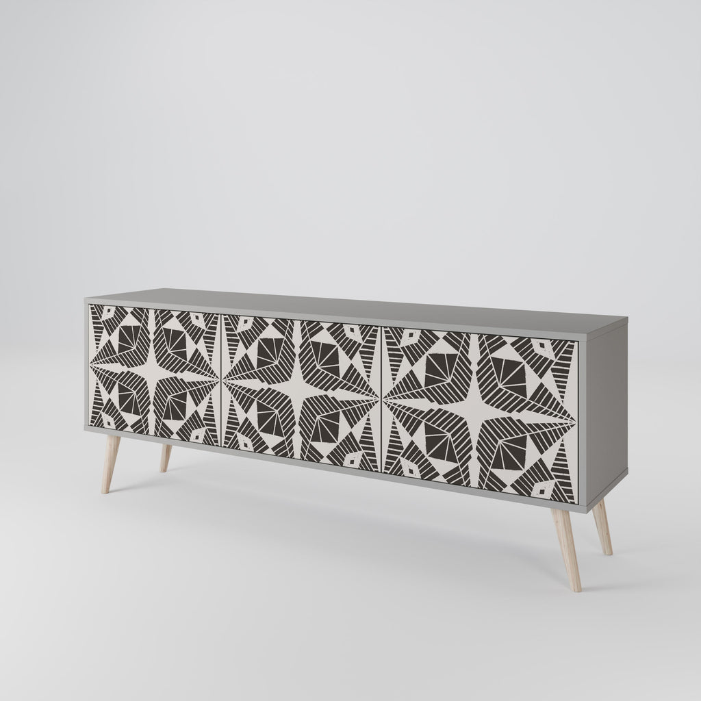 Meuble TV 3 portes MONOCHROME NEXUS, finition grise