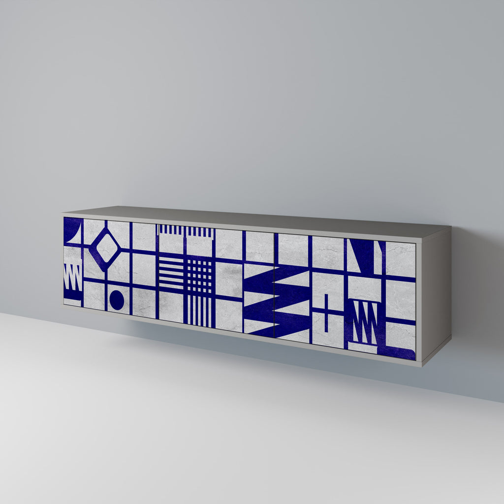 Meuble TV 3 portes THE RIGHT PLACES finition grise