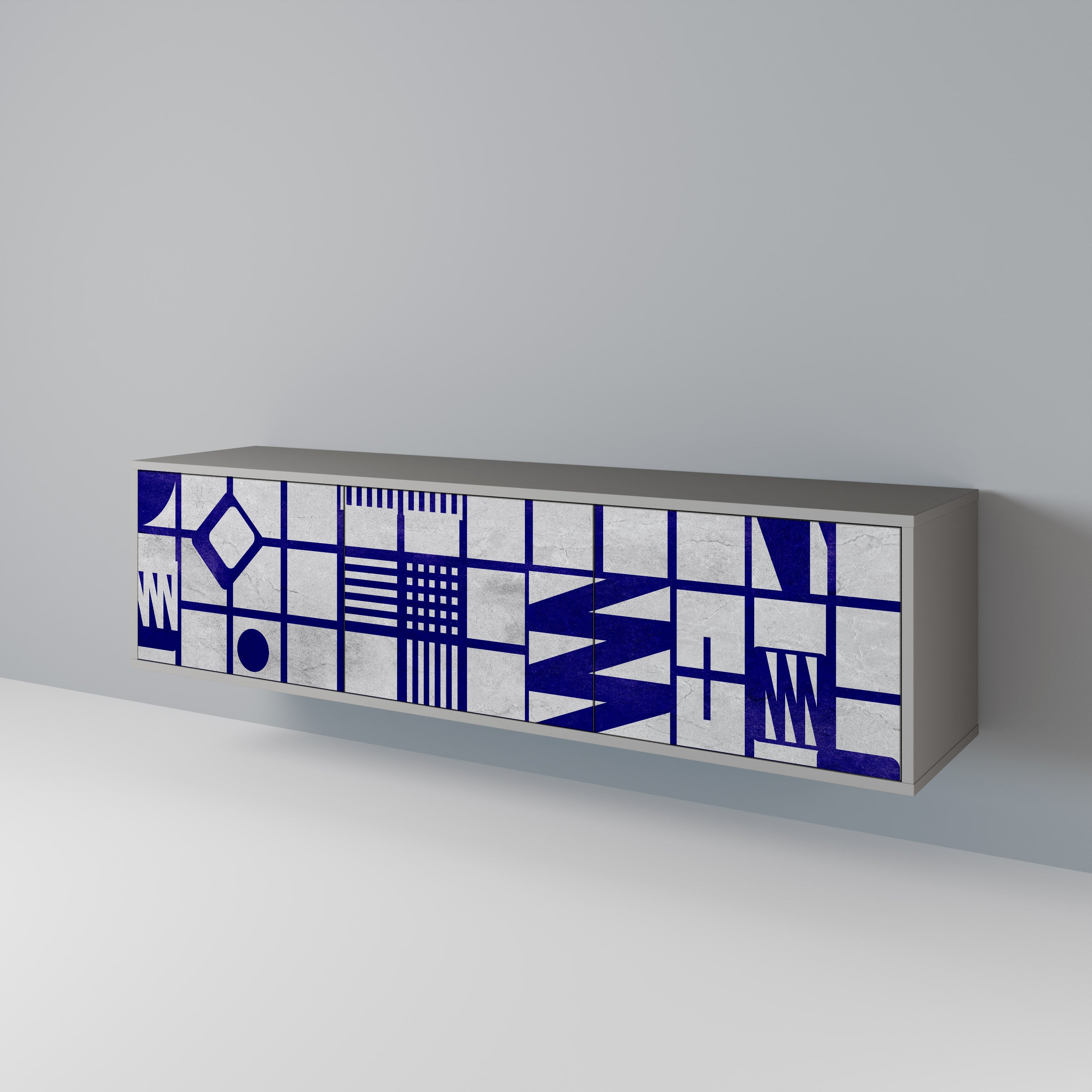 Meuble TV 3 portes THE RIGHT PLACES finition grise