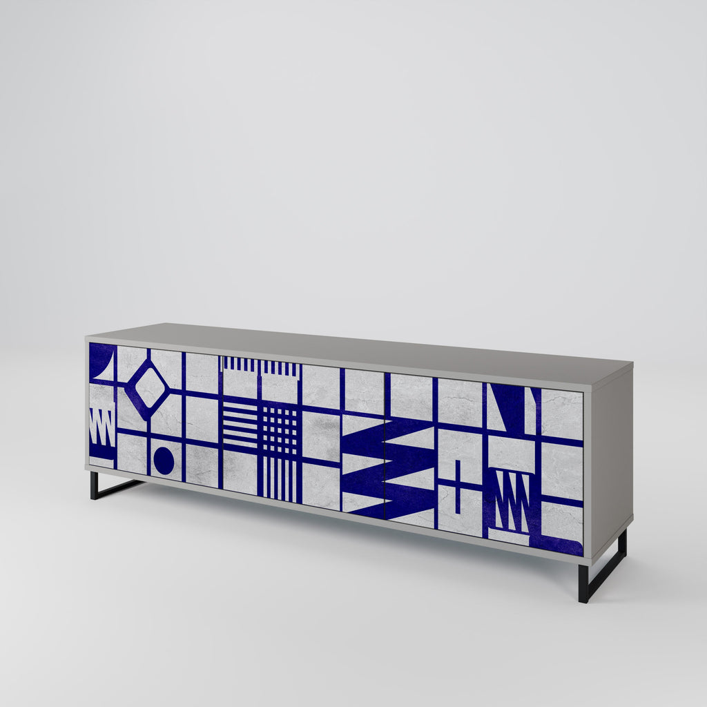 Meuble TV 3 portes THE RIGHT PLACES finition grise